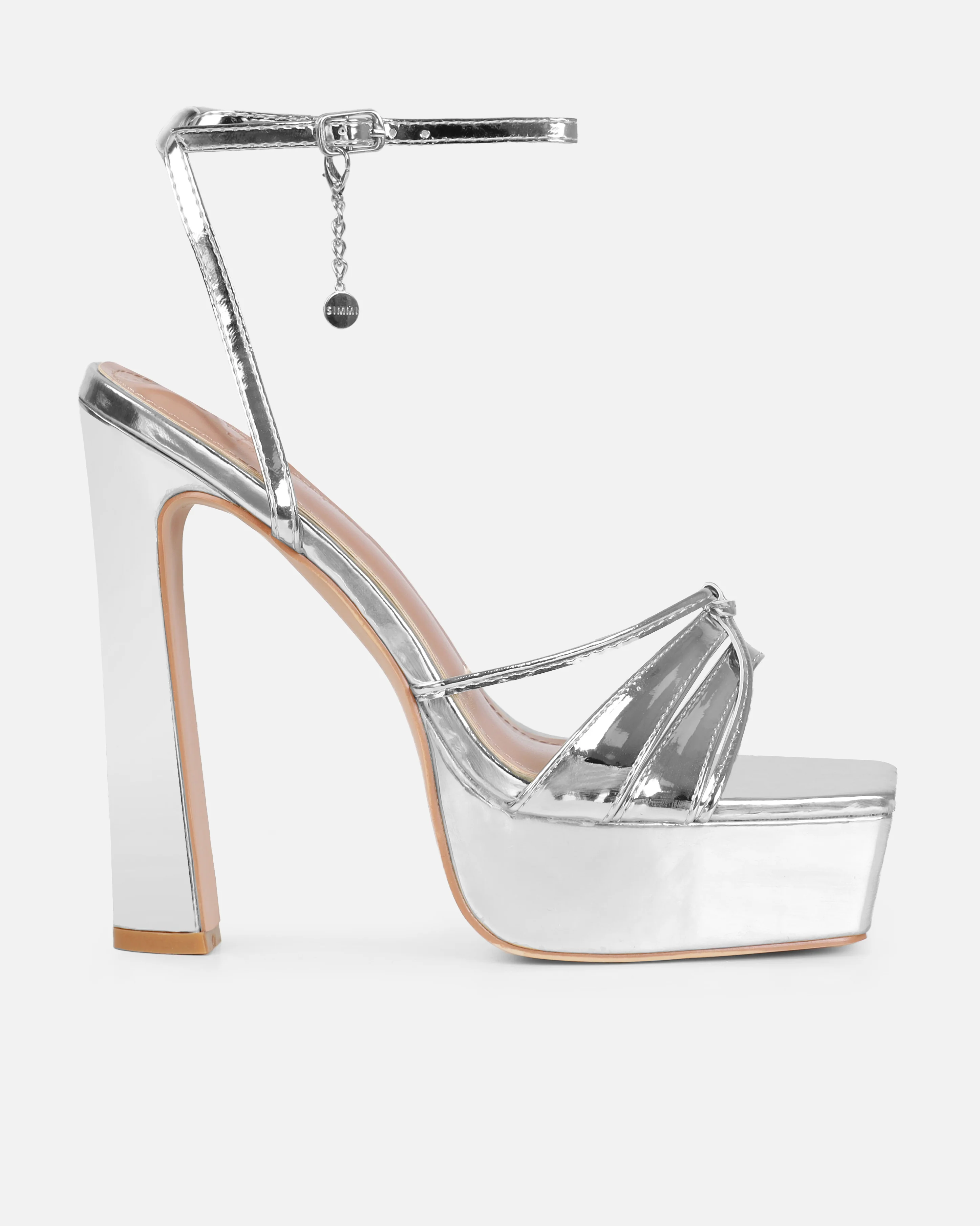 Dionne Crowe Cupcake Silver Platform Block Heels - Image 2