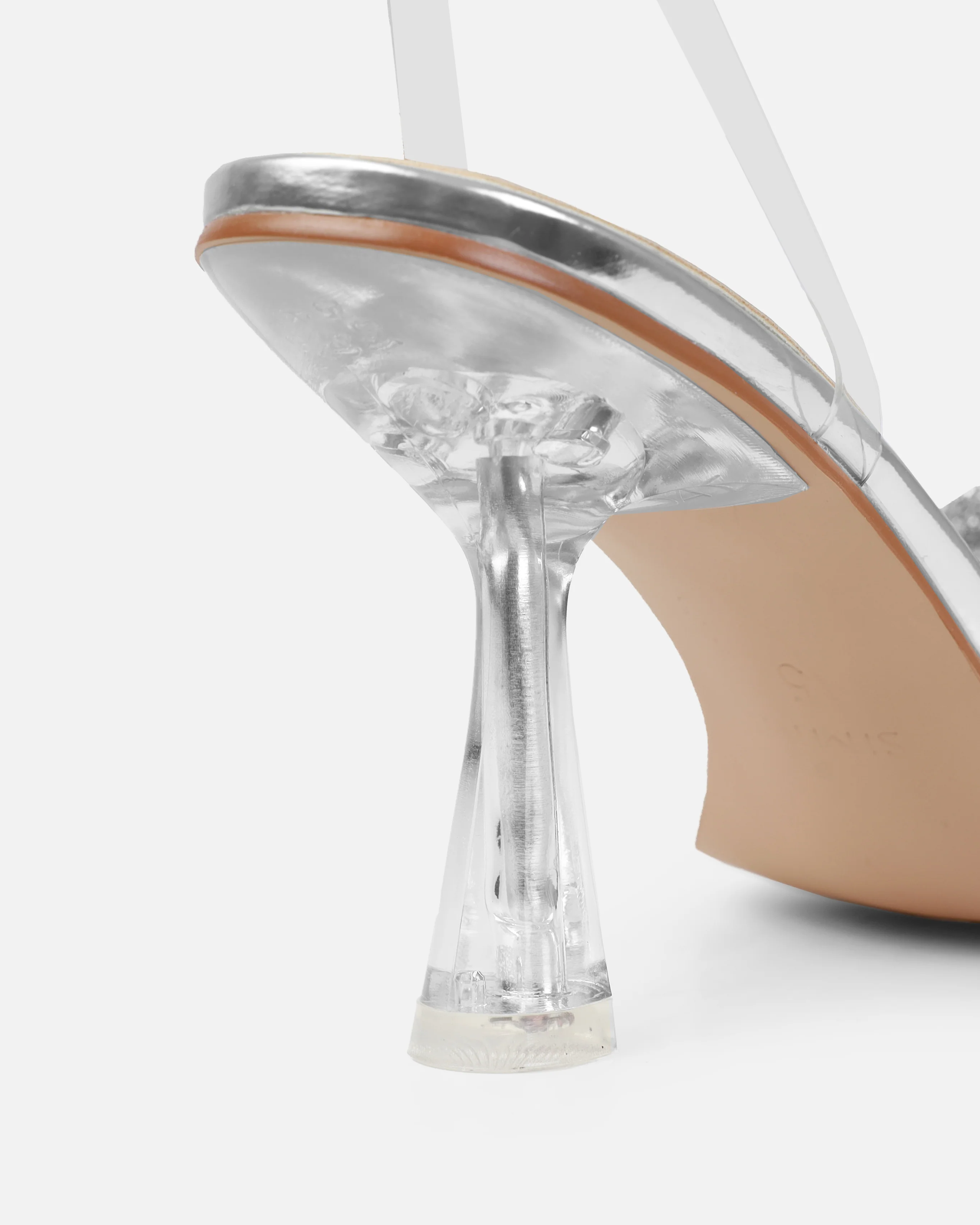 Diamond Silver Clear Diamante Bow Mid Heels - Image 3