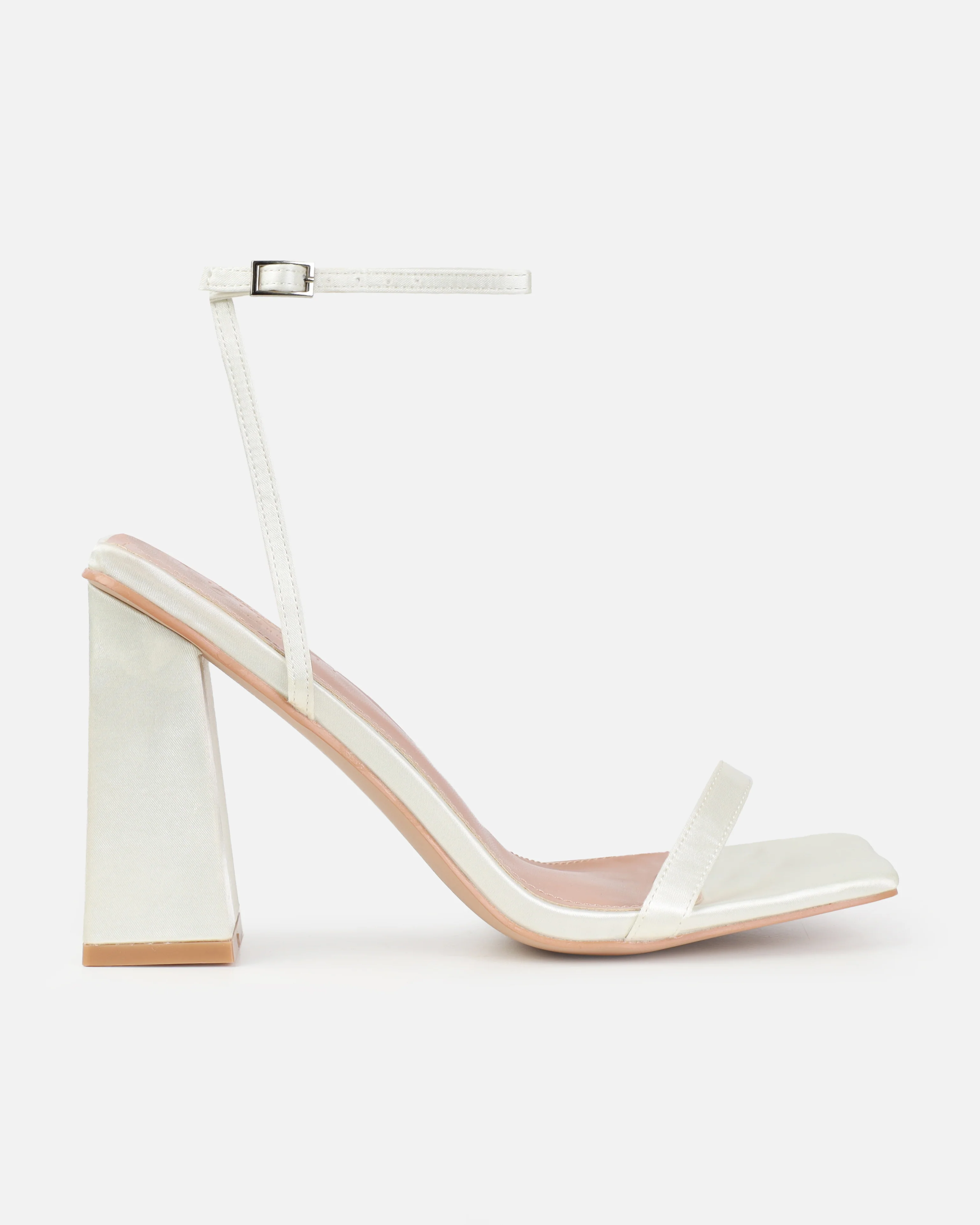 Dionne Crowe Favor Ivory Satin Strappy Block Heels - Image 2