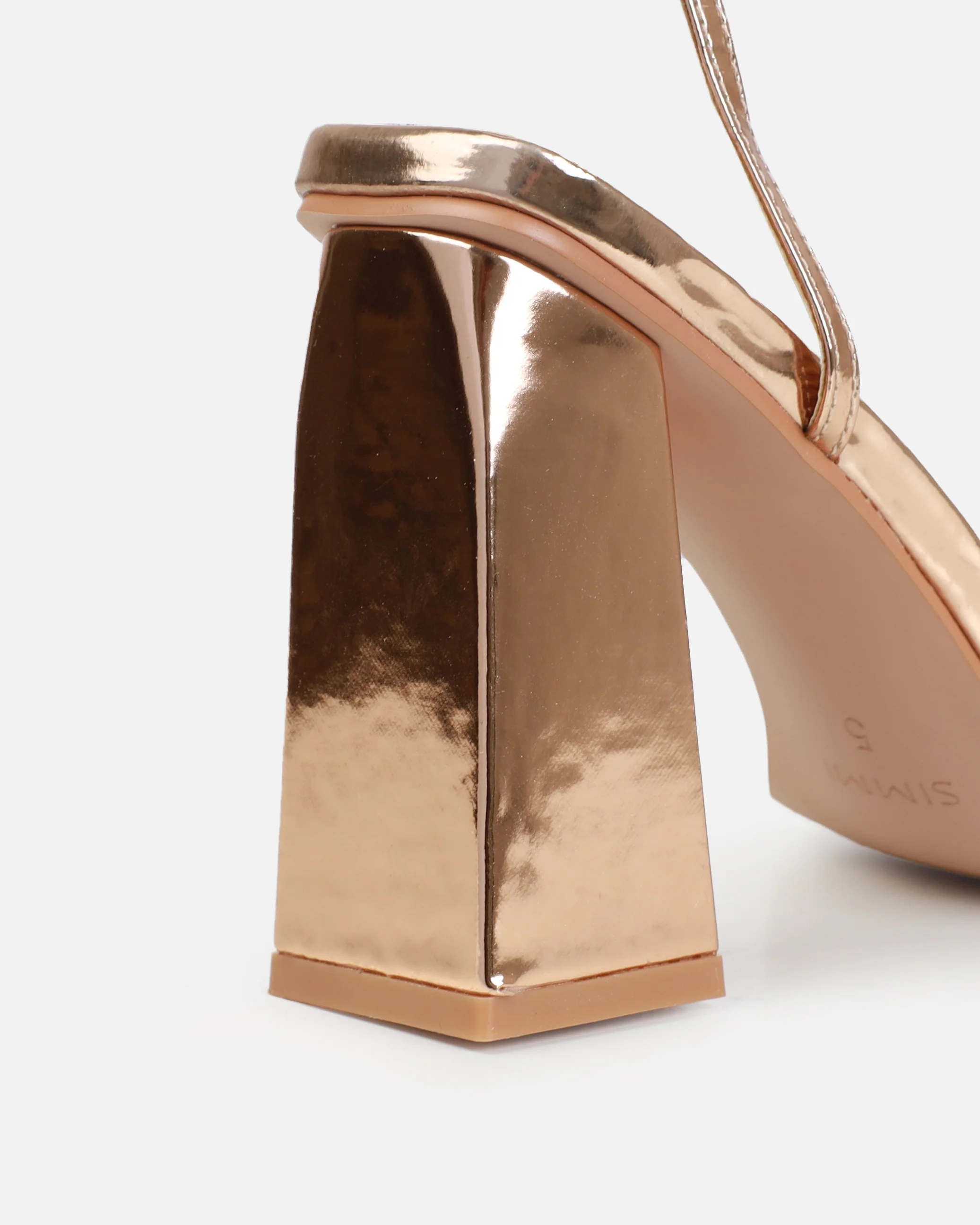 Dionne Crowe Favor Rose Gold Strappy Block Heels - Image 3