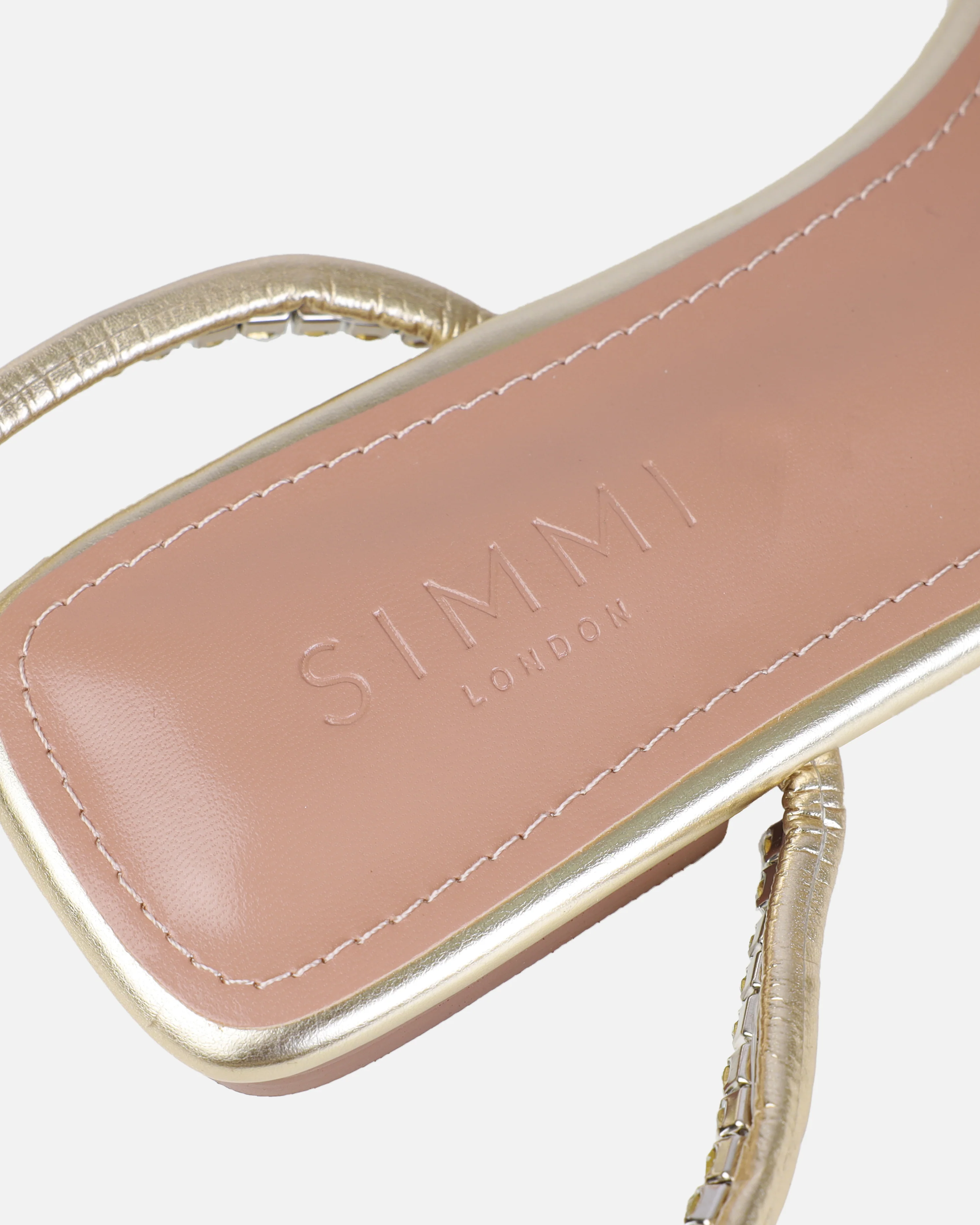 Dionne Crowe Forever Gold Diamante Flat Sandals - Image 3