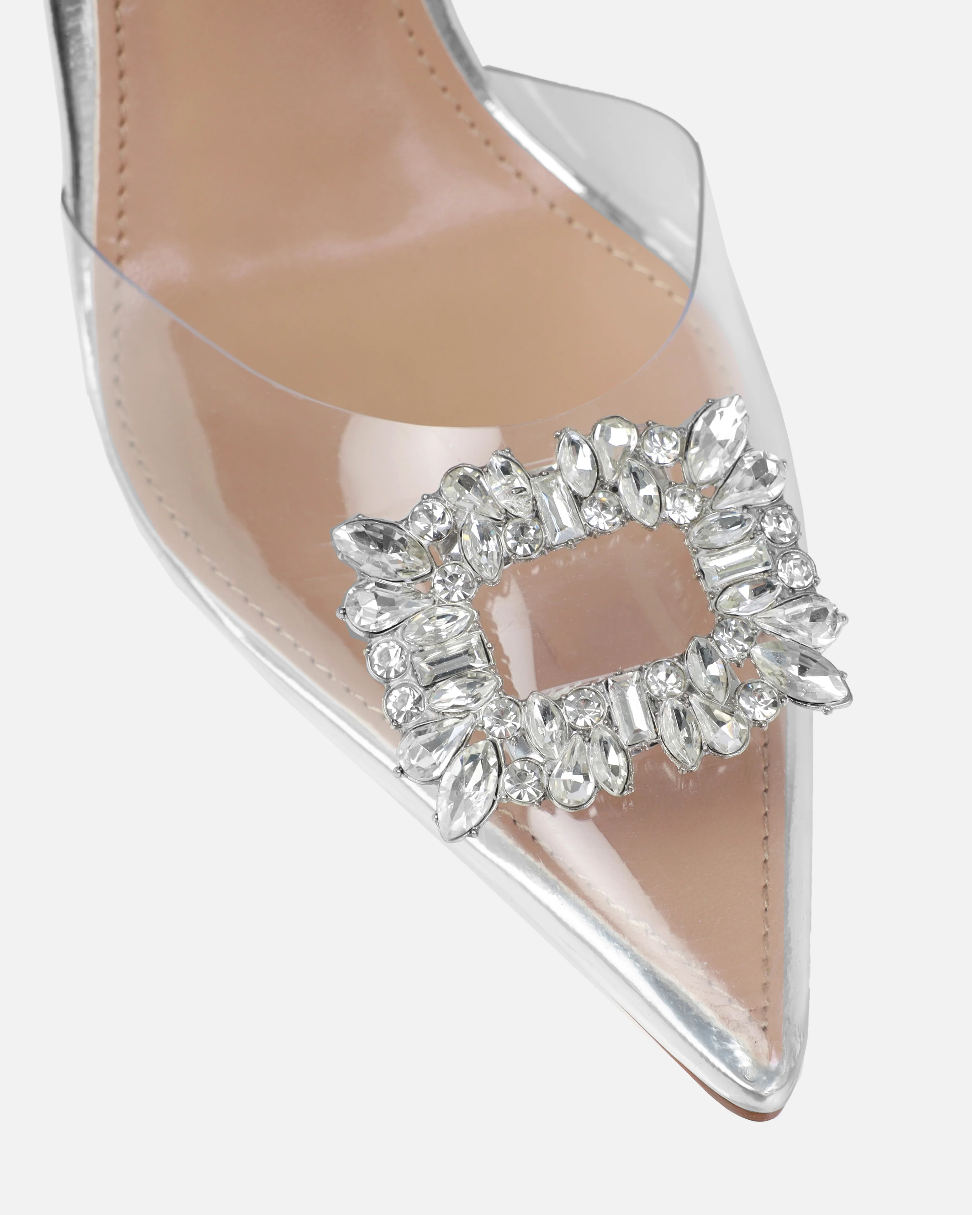 Gift Silver Clear Diamante Slingback Heels - Image 4