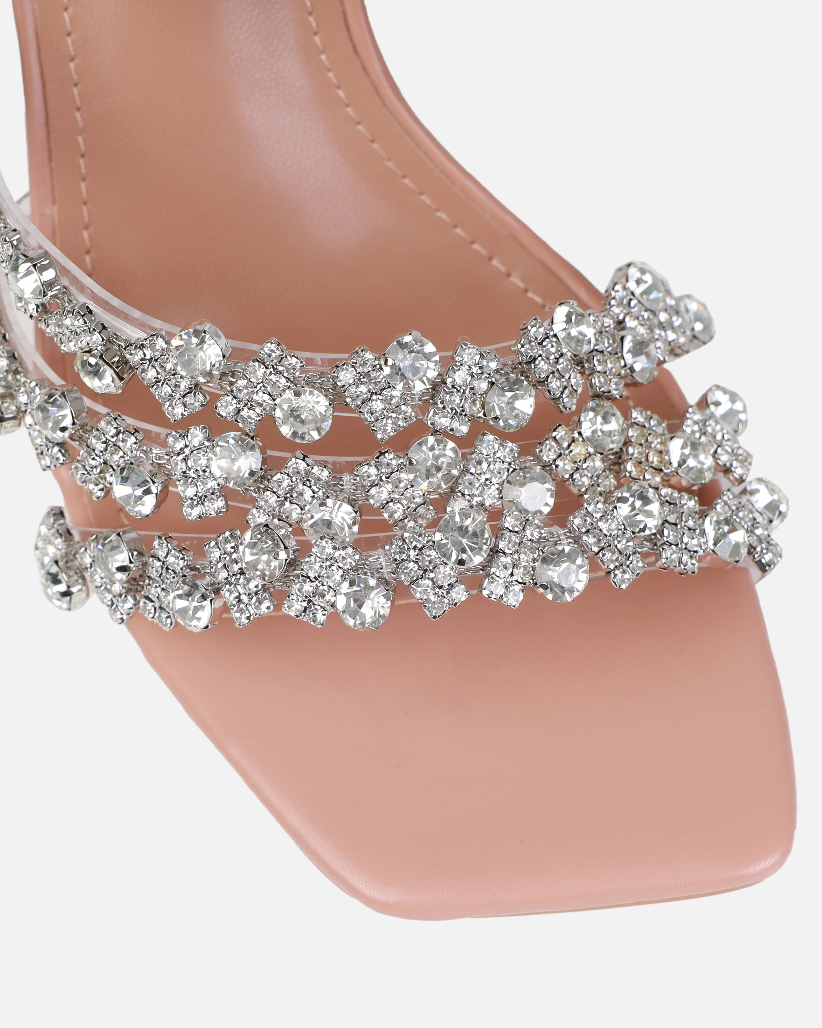 Dionne Crowe Romance Nude Diamante Clear Mules - Image 4