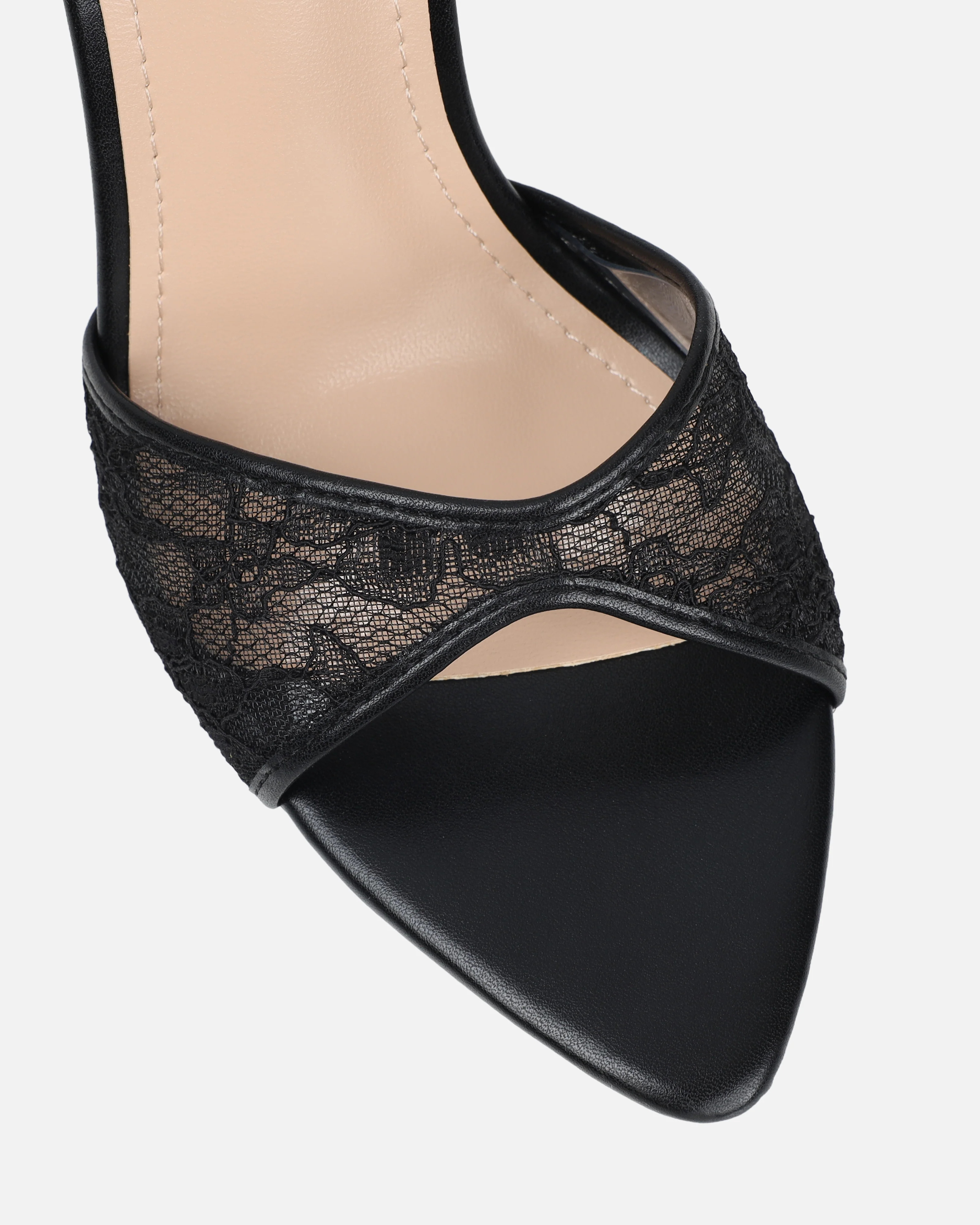 Eavie Black Lace Heeled Sandals - Image 4