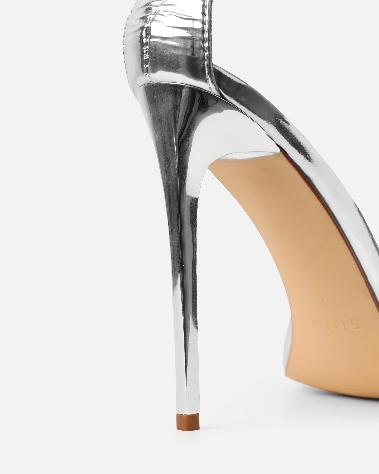 Echo Silver Mirror Diamante Chain Heels - Image 3