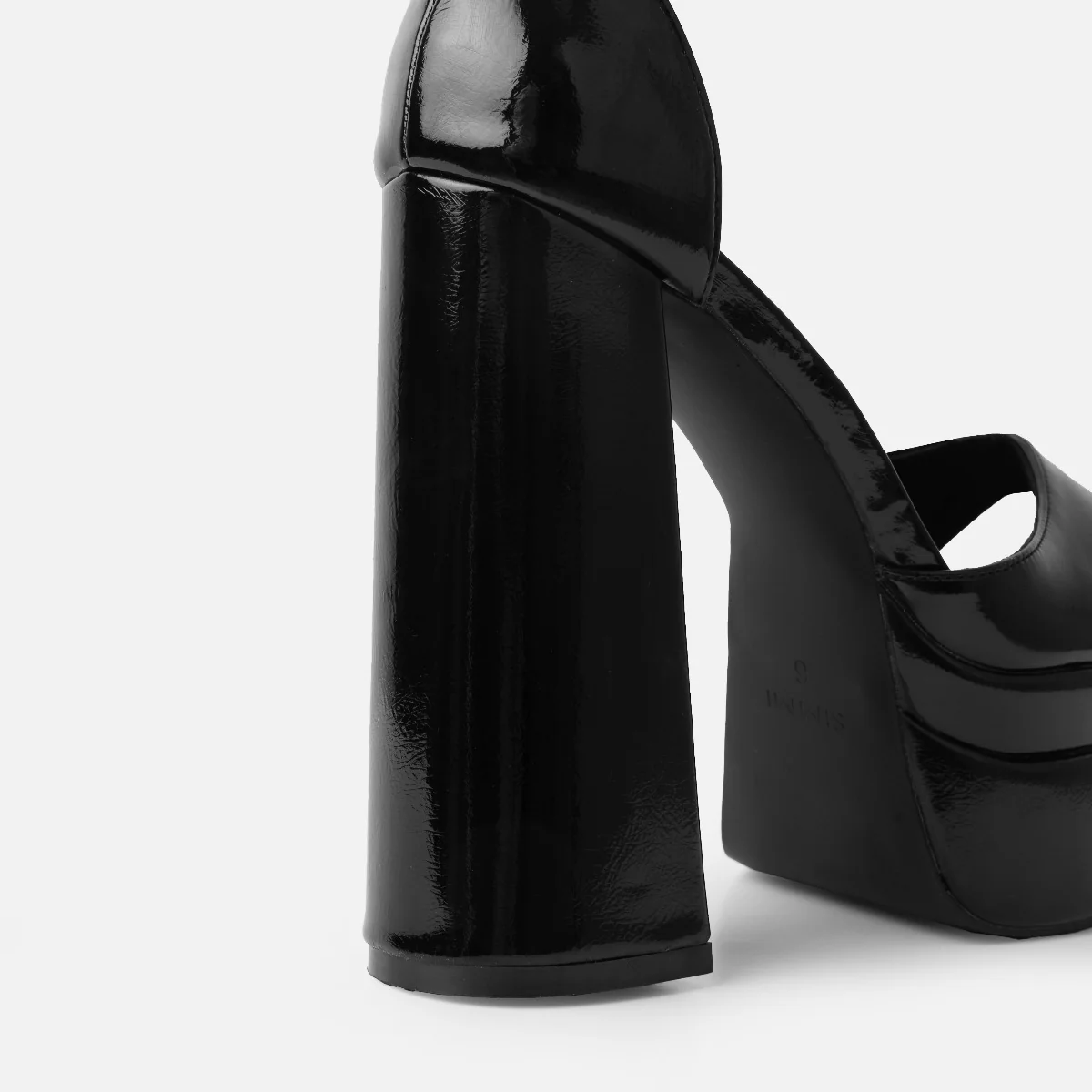 Eira Wide Fit Black Platform Block Heels - Image 3