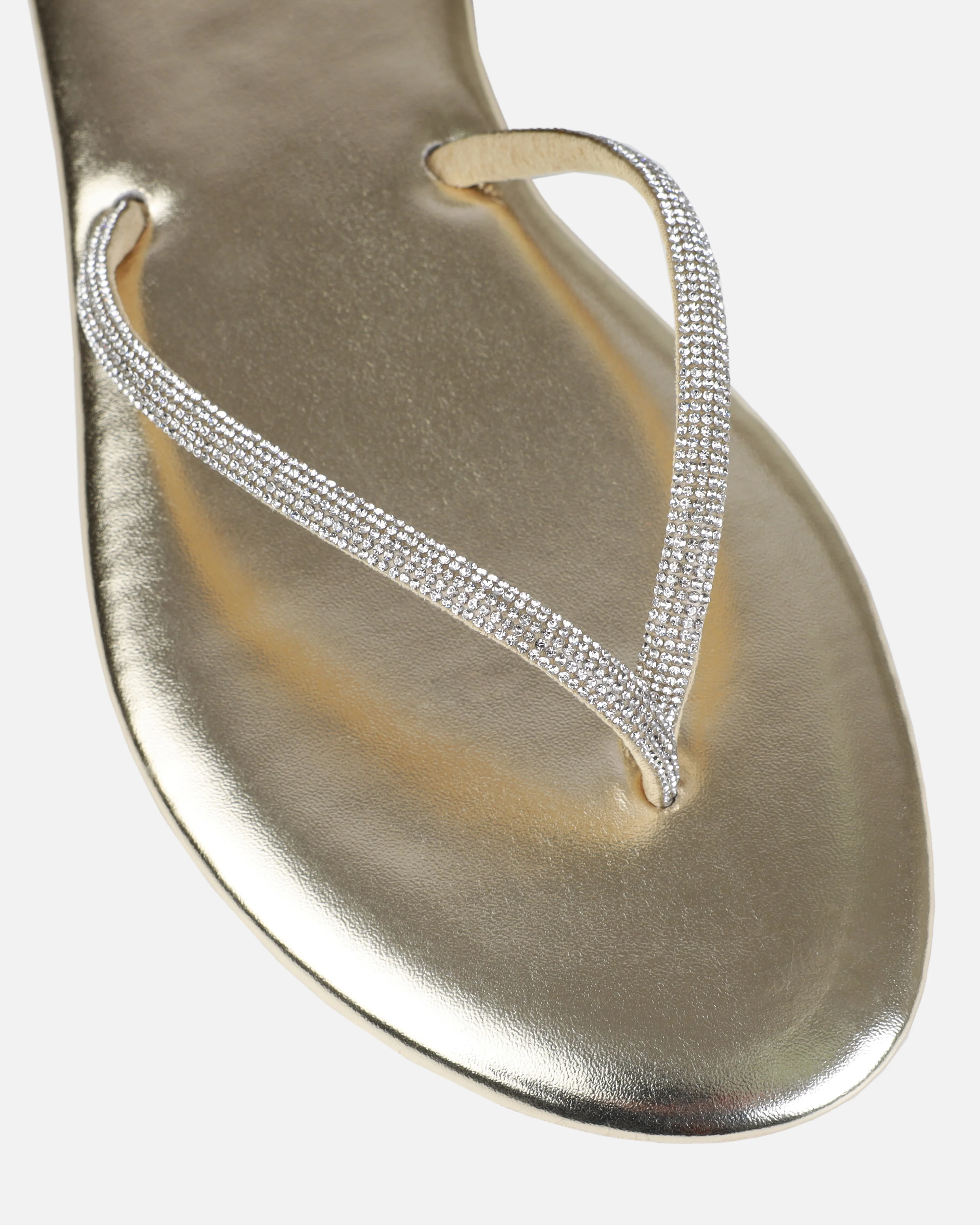 Elio Gold Diamante Toe Thong Toggle Flat Sandals - Image 4