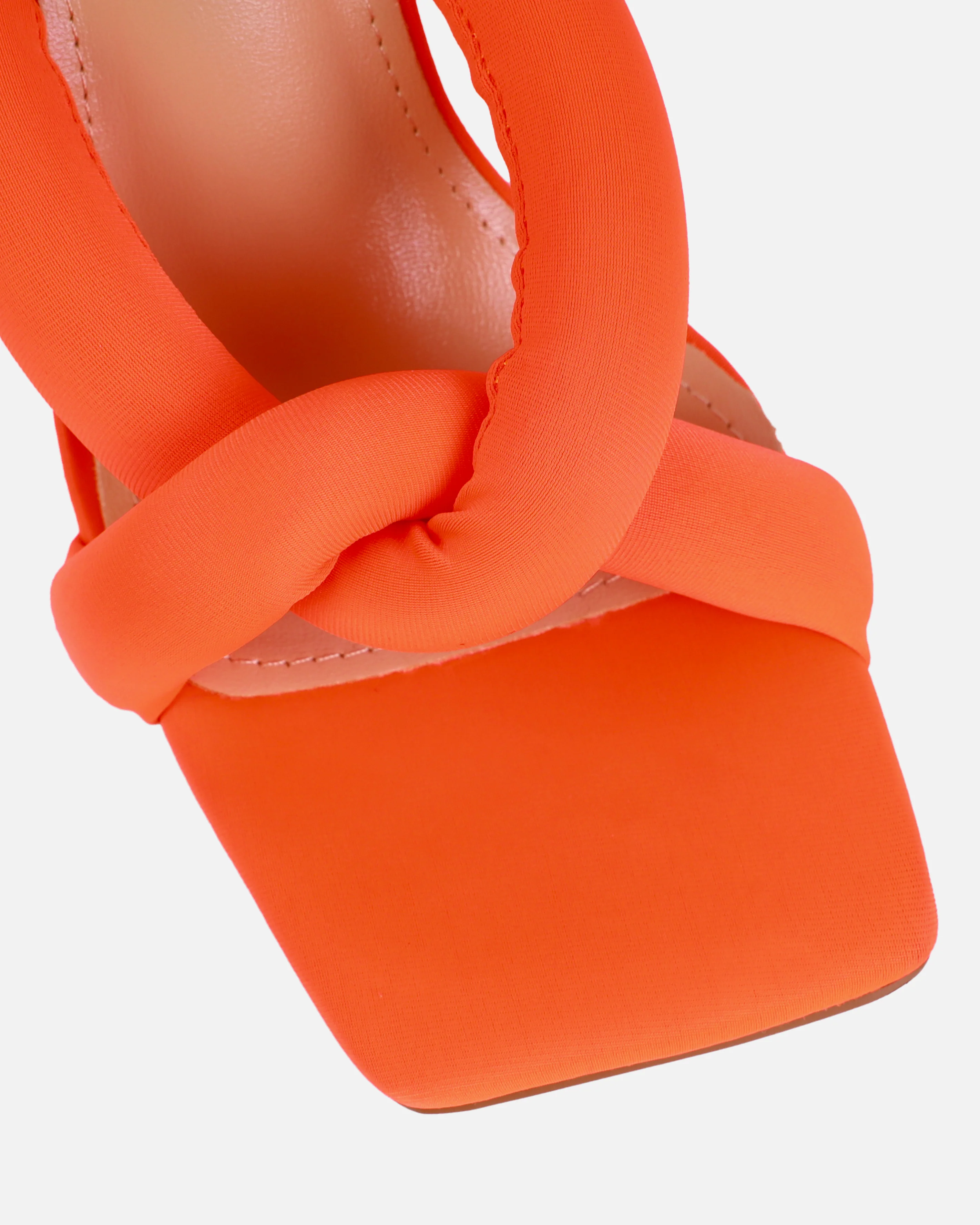 Elliana Orange Lycra Padded Twist Mules - Image 4