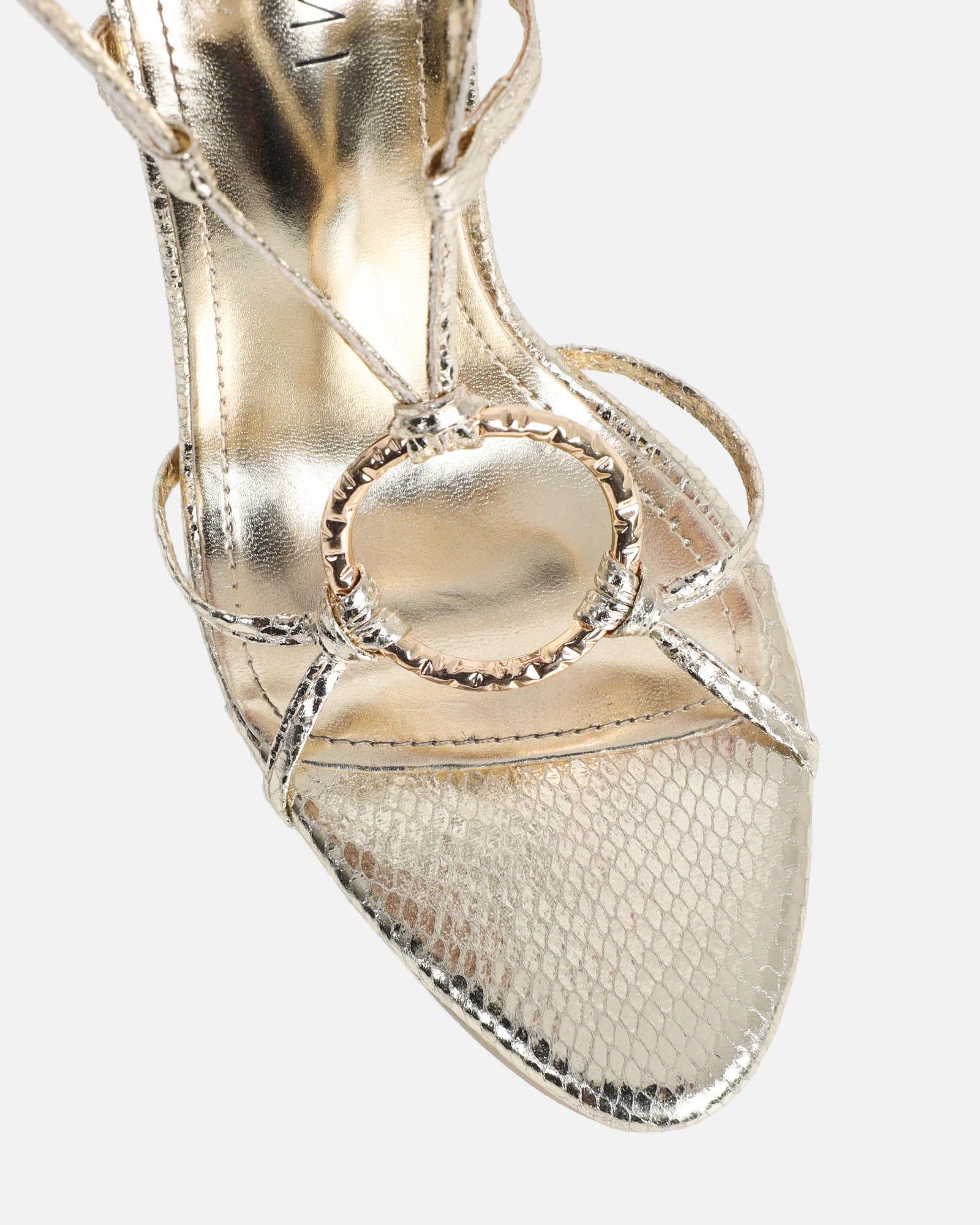 Elous Gold Snake Gold Detail Heeled Sandals - Image 4