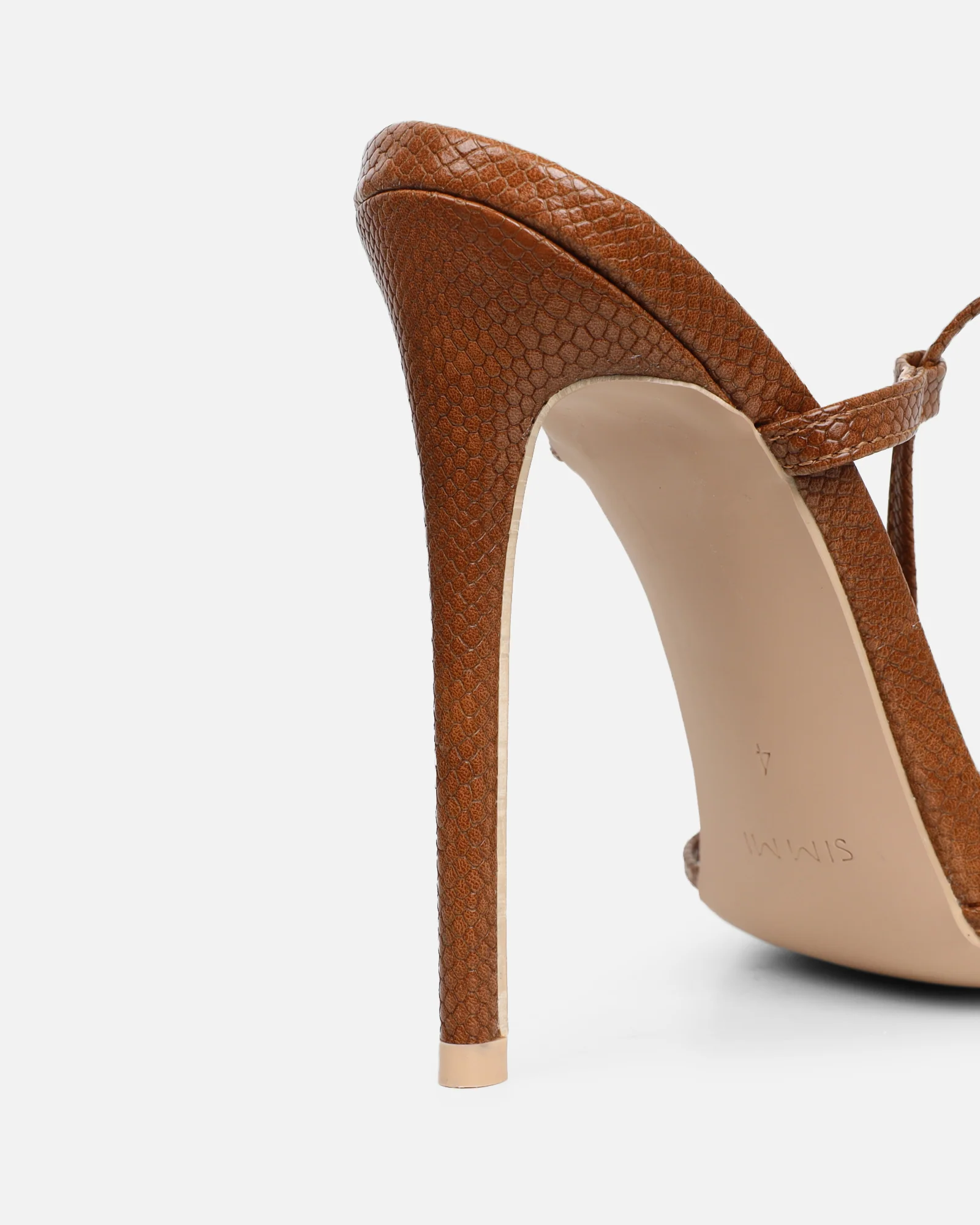 Elous Tan Snake Gold Detail Heeled Sandals - Image 3