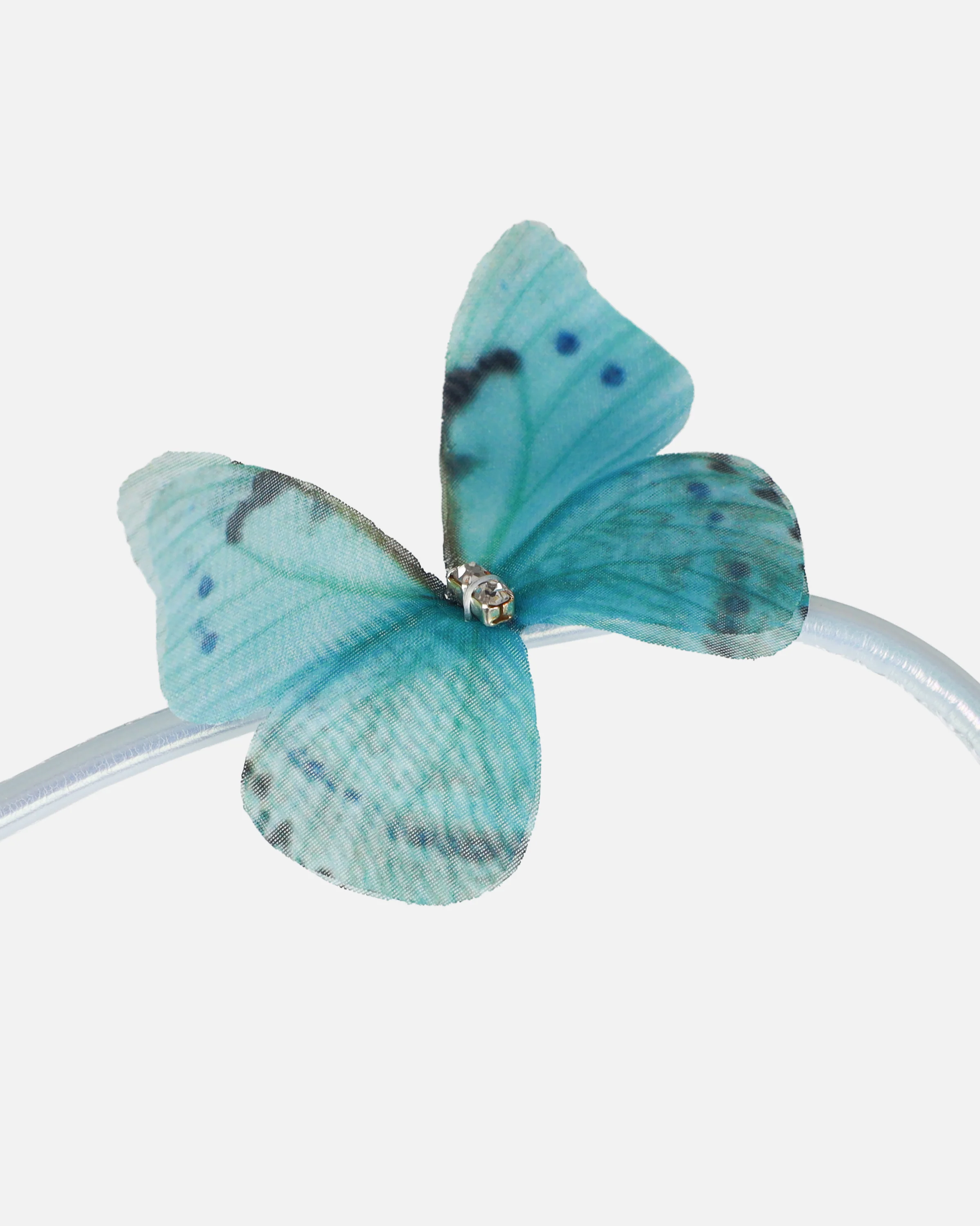 Emerald Blue Butterfly Lace Up Flat Sandals - Image 3