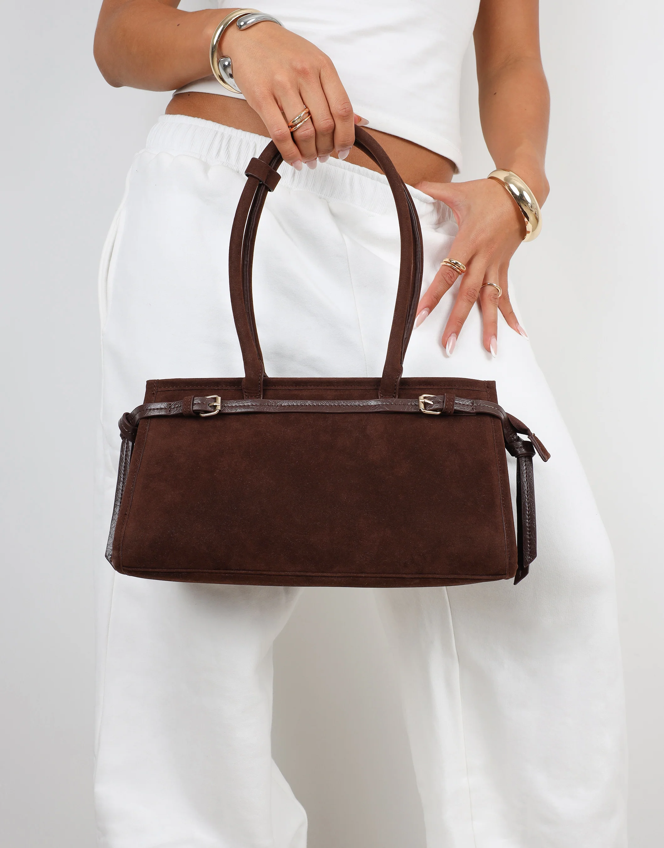 Eos Chocolate Suede Handbag