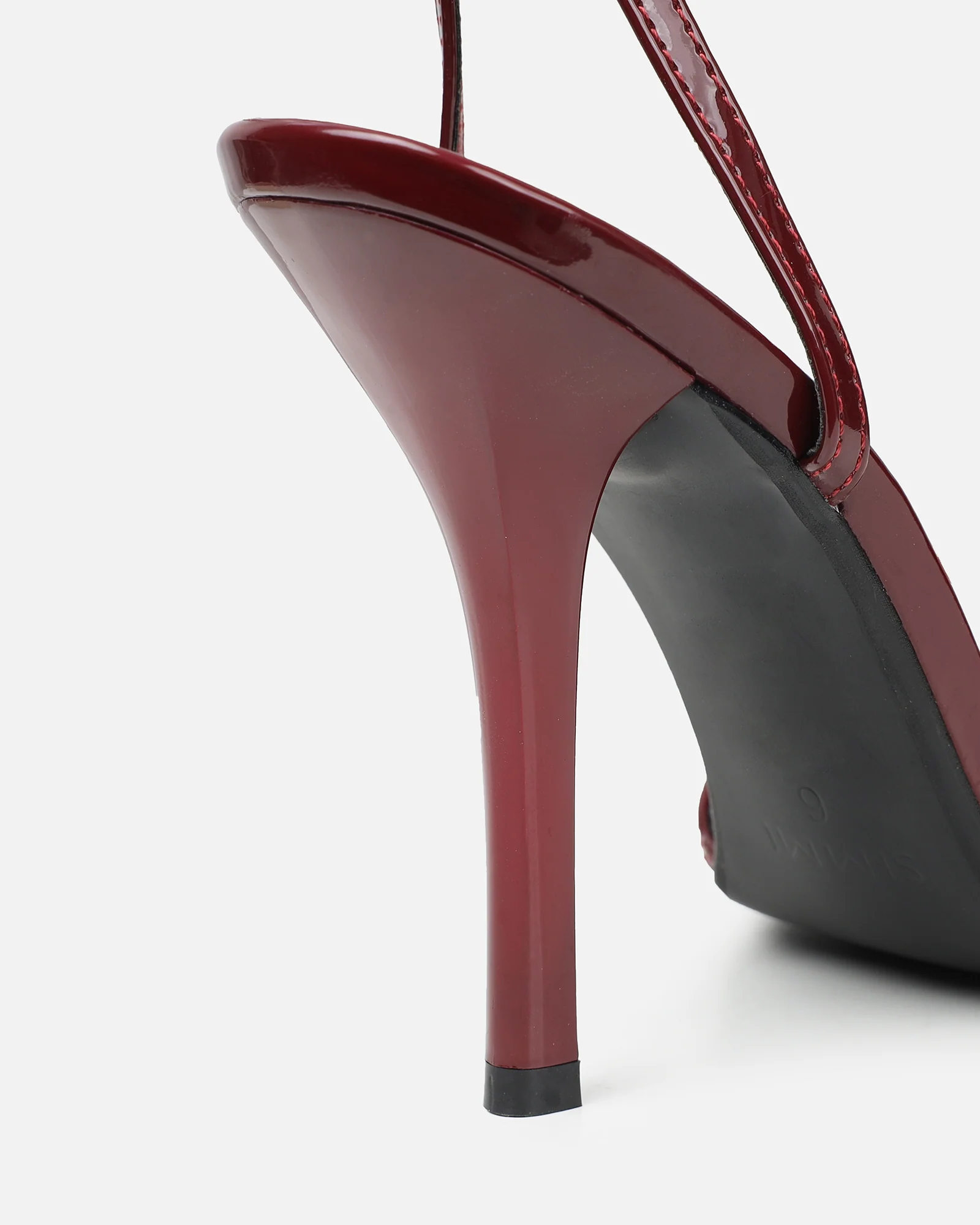 Faron Burgundy Patent Bow Detail Heeled Sandals - Image 4