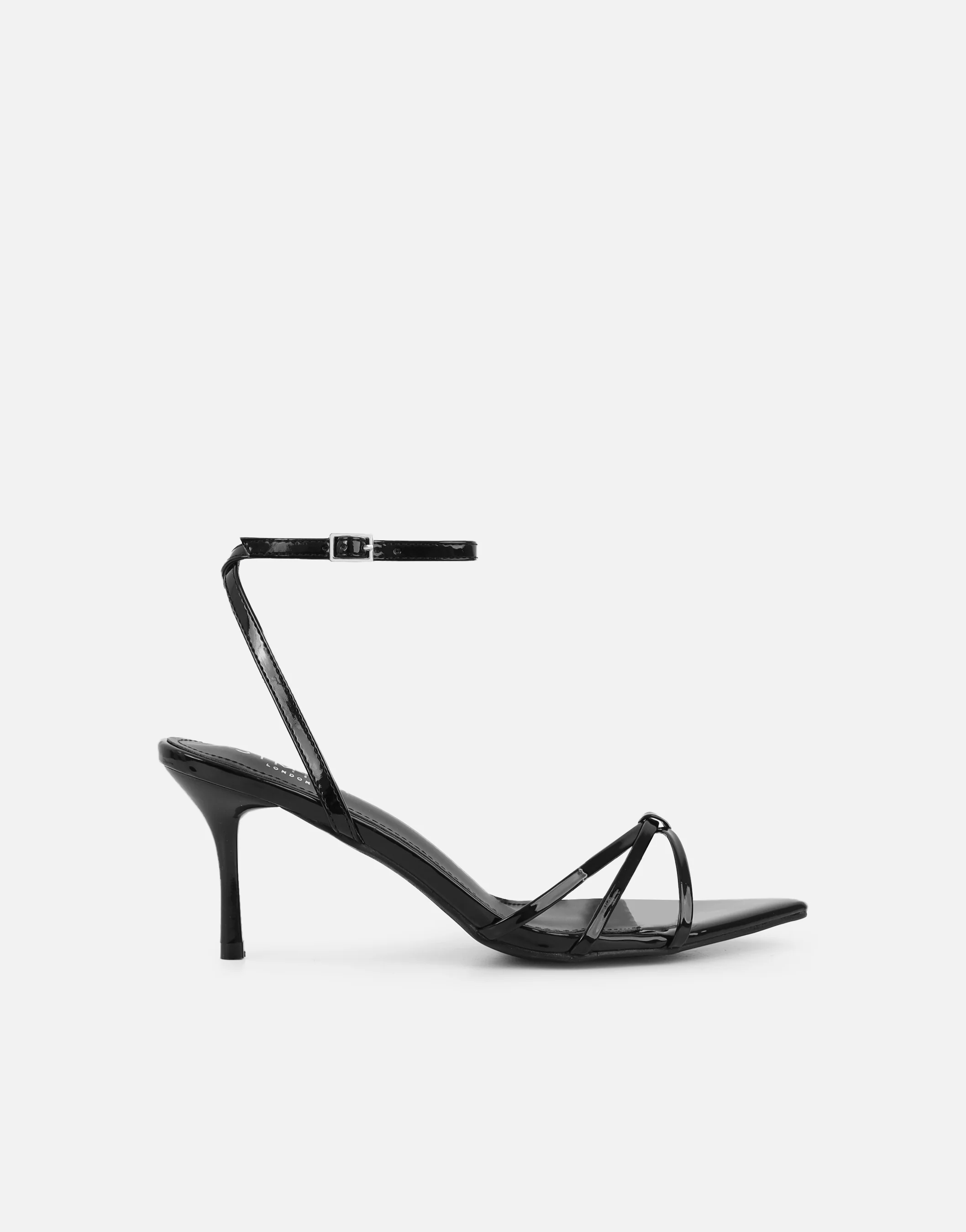 Fifi Black Patent Strappy Heeled Sandals - Image 2