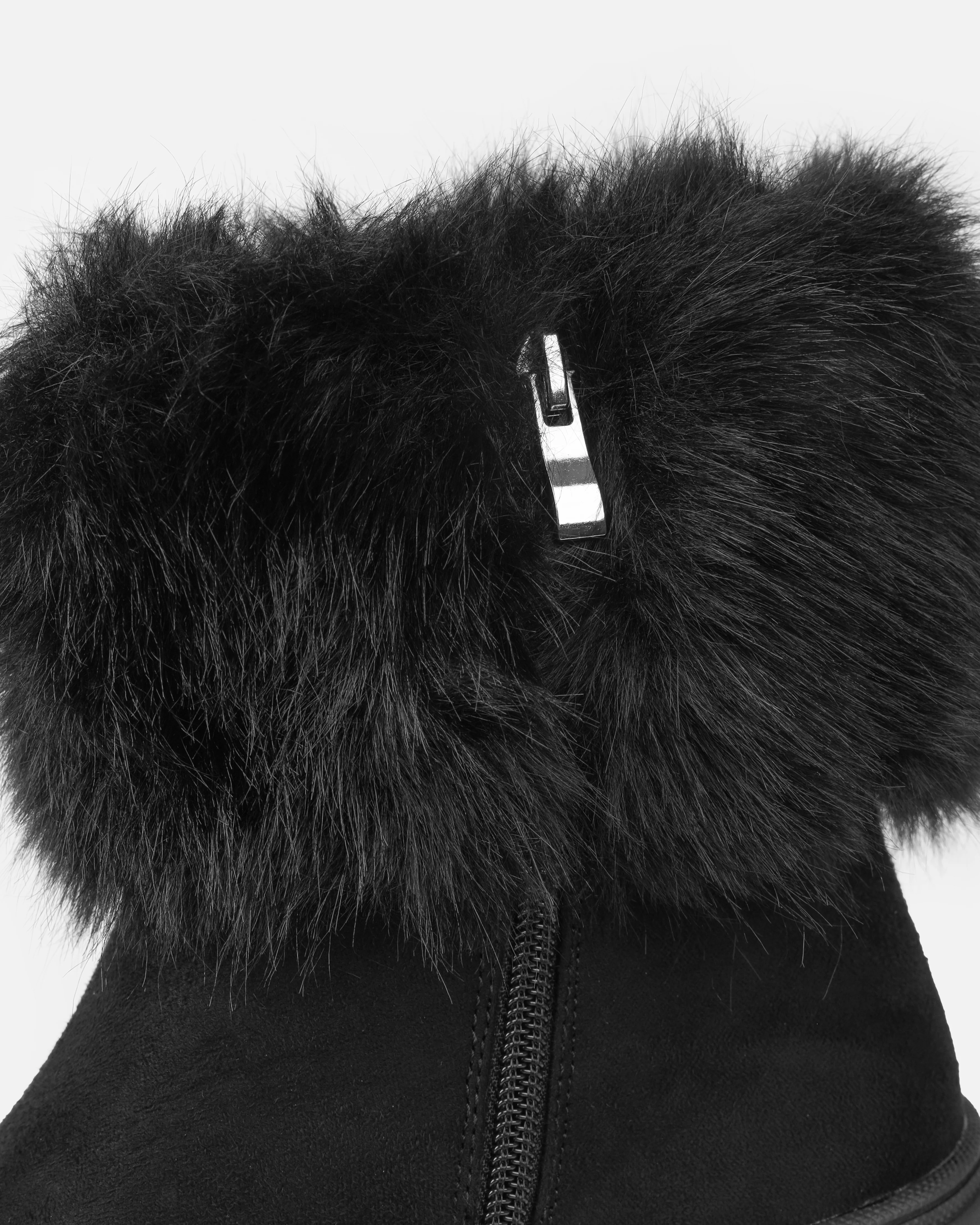Finlay Black Faux Suede Fur Trimmed Ankle Boots - Image 3