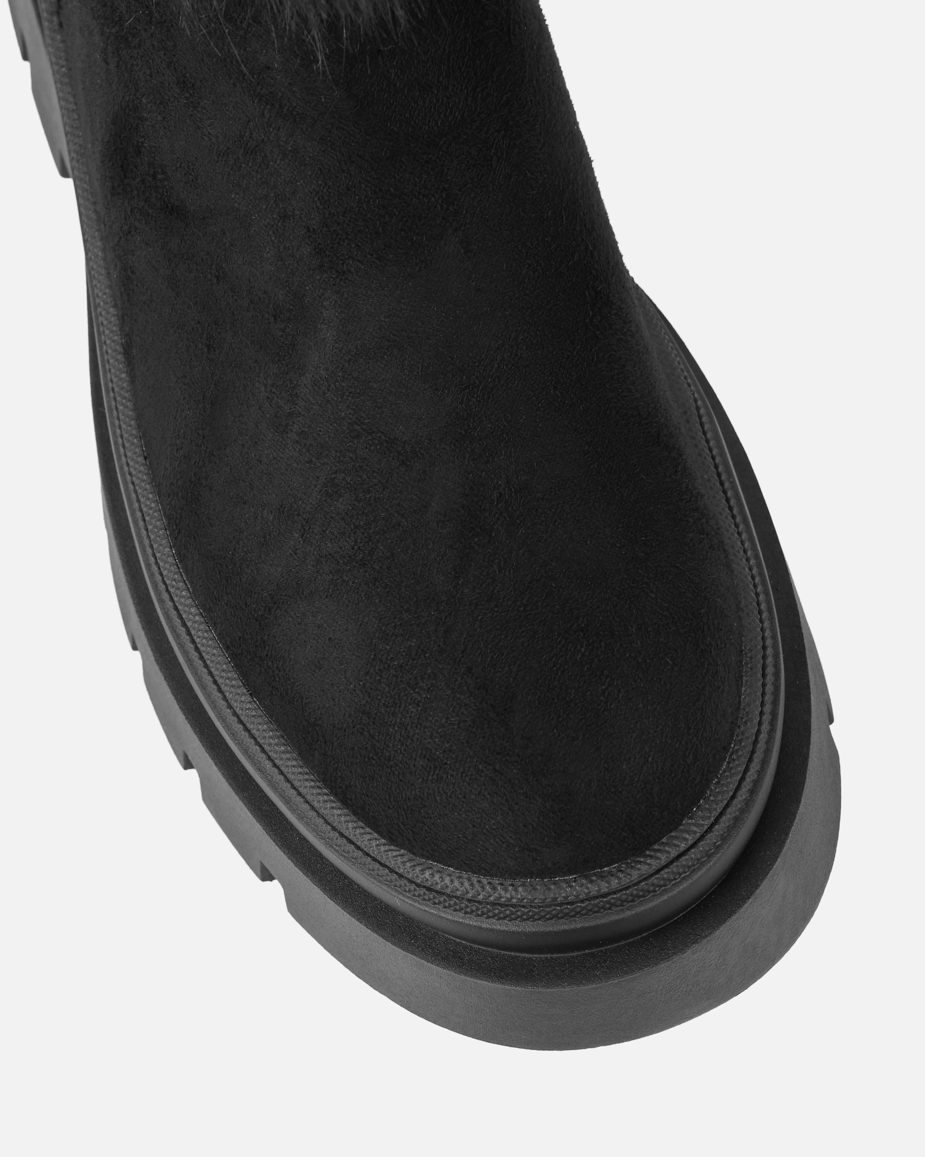 Finlay Black Faux Suede Fur Trimmed Ankle Boots - Image 4