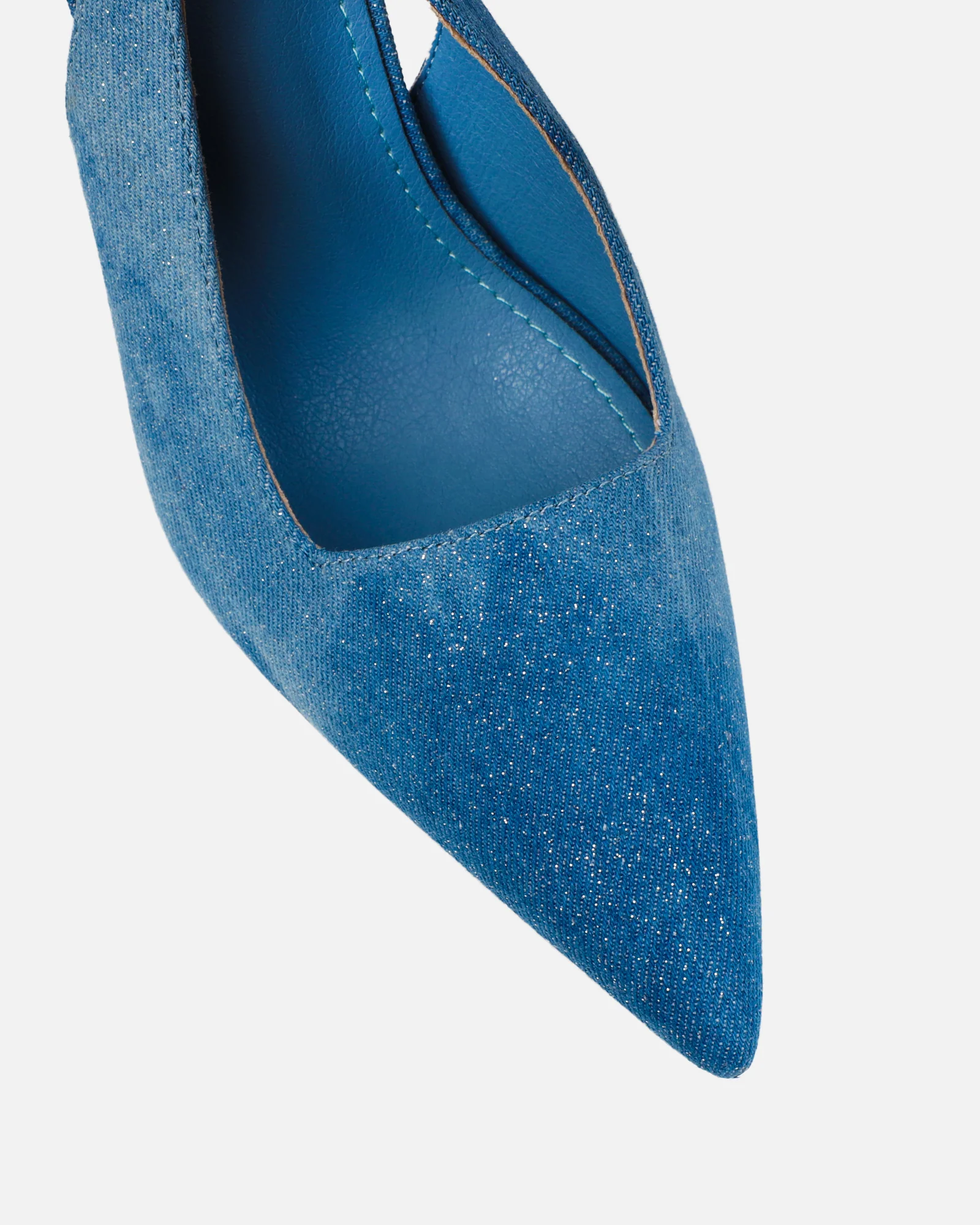 Flora Blue Denim Sling Back Court Shoes - Image 4
