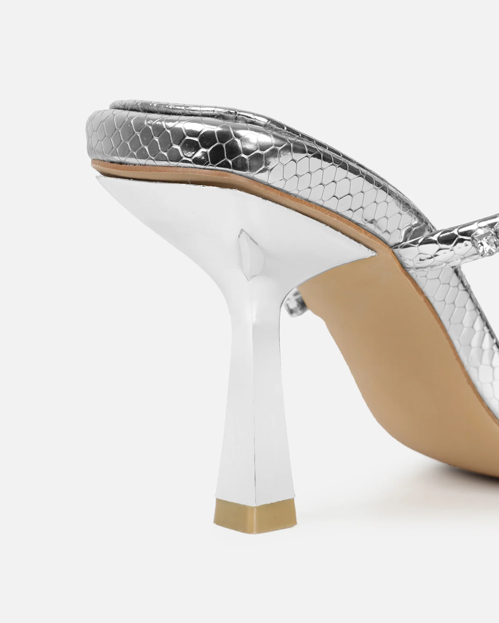 Freesia Silver Faux Snake Print Spiral Mid Heels - Image 3
