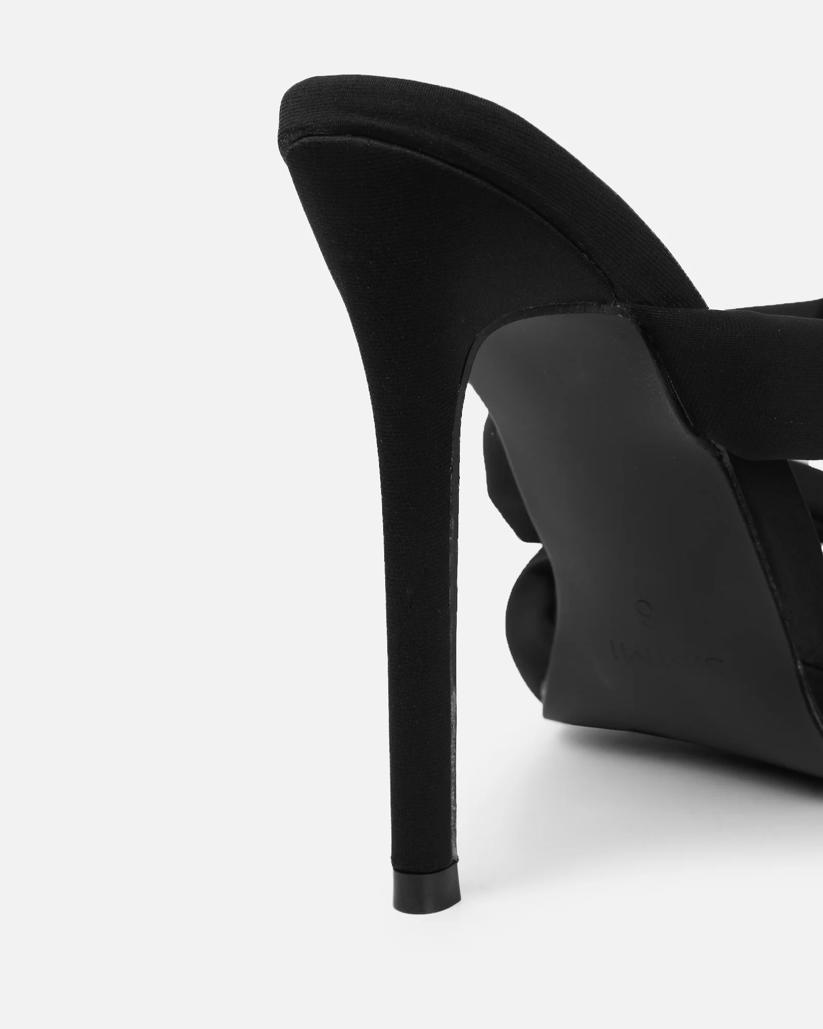 Freyda Black Lycra Pointed Toe Heeled Sandals - Image 3