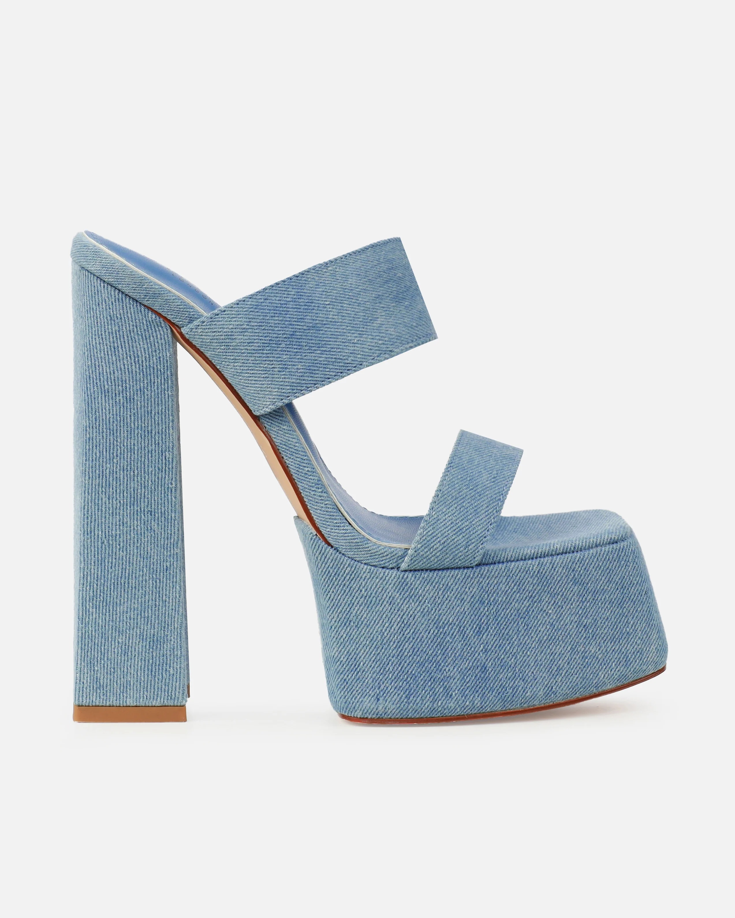 Freyja Washed Denim Platform Heeled Sandals - Image 2