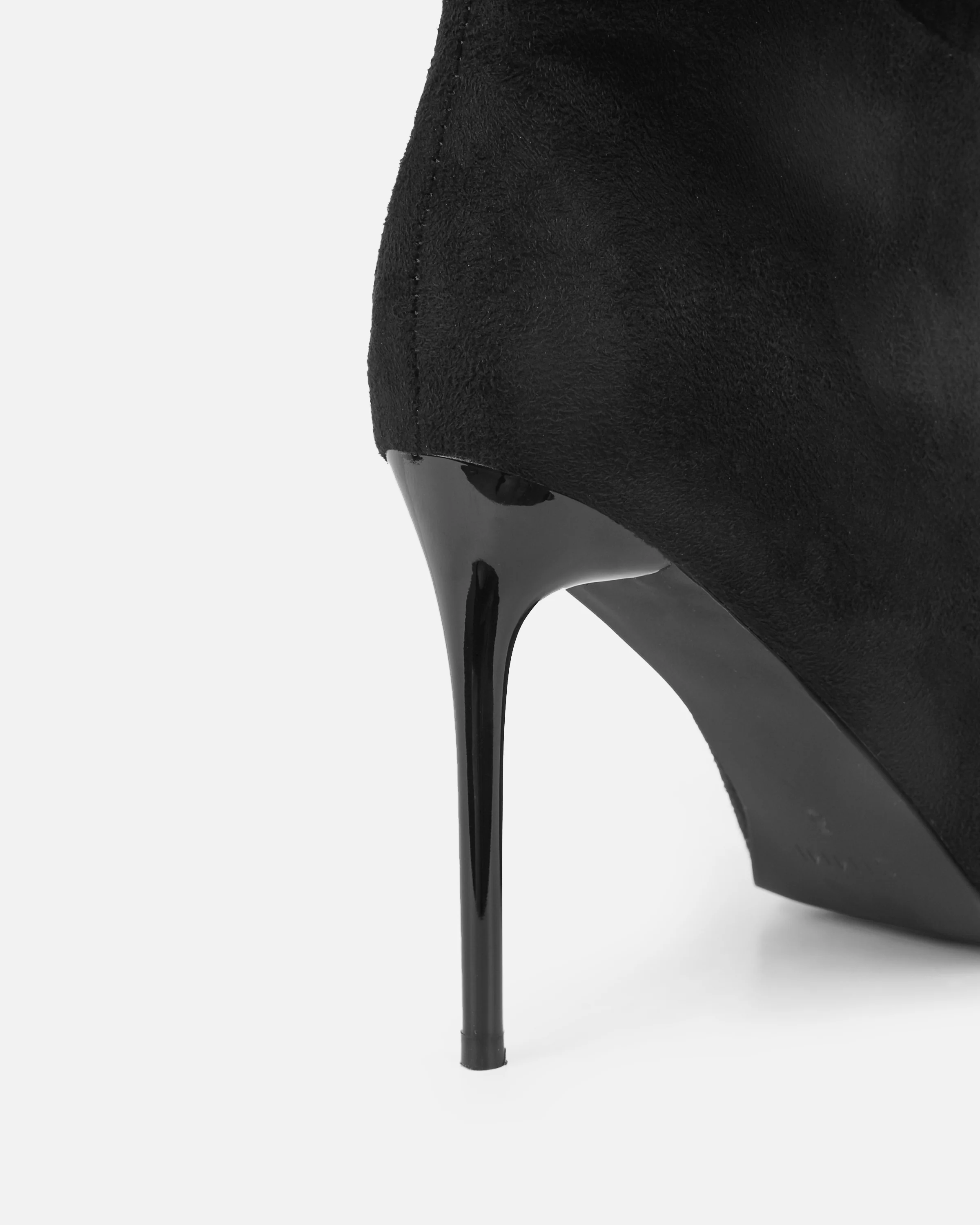 Gilton Black Faux Suede Ruched Over The Knee Thigh High Boots - Image 3