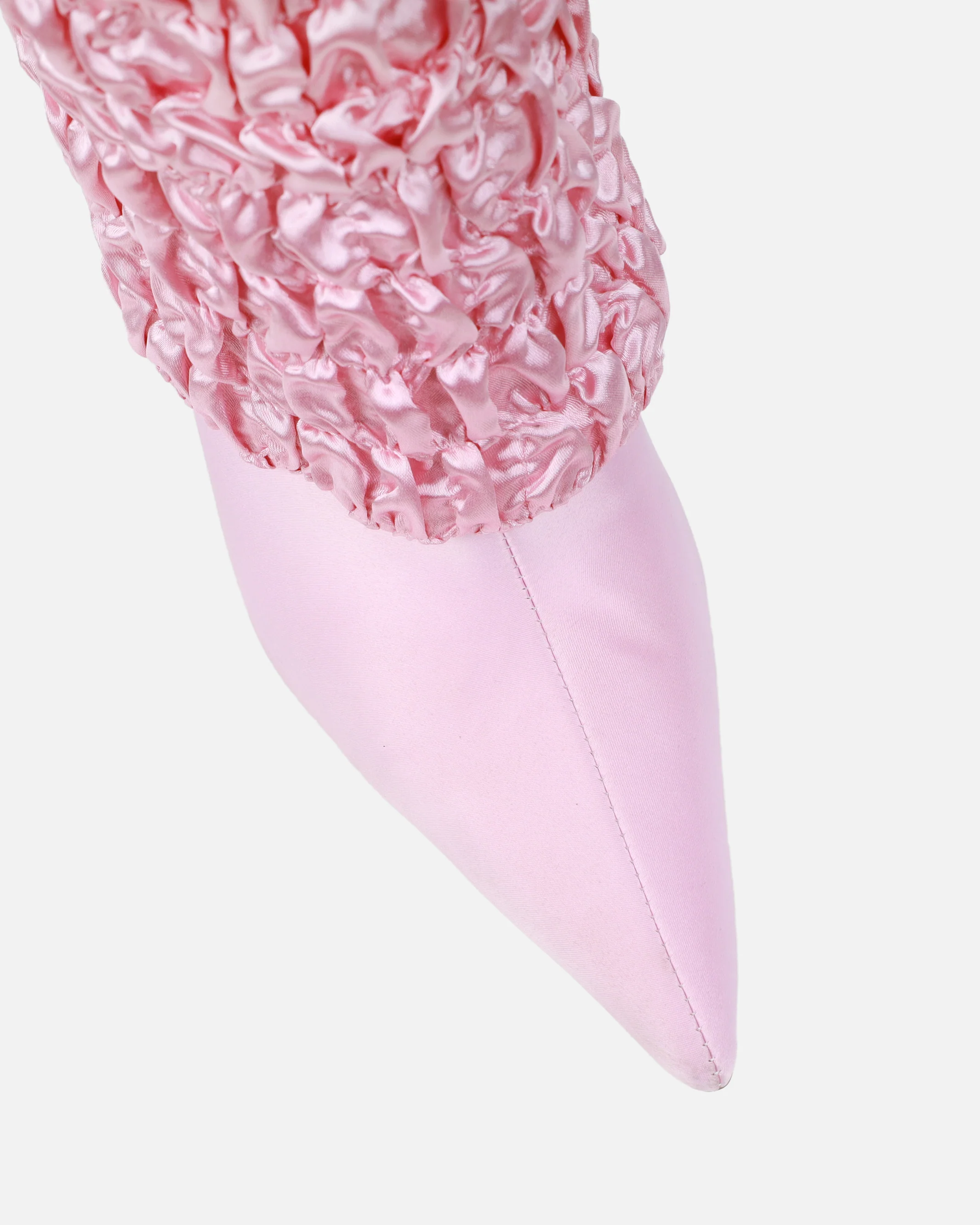 Harrie Pink Satin Ruched Stiletto Knee High Boots - Image 4