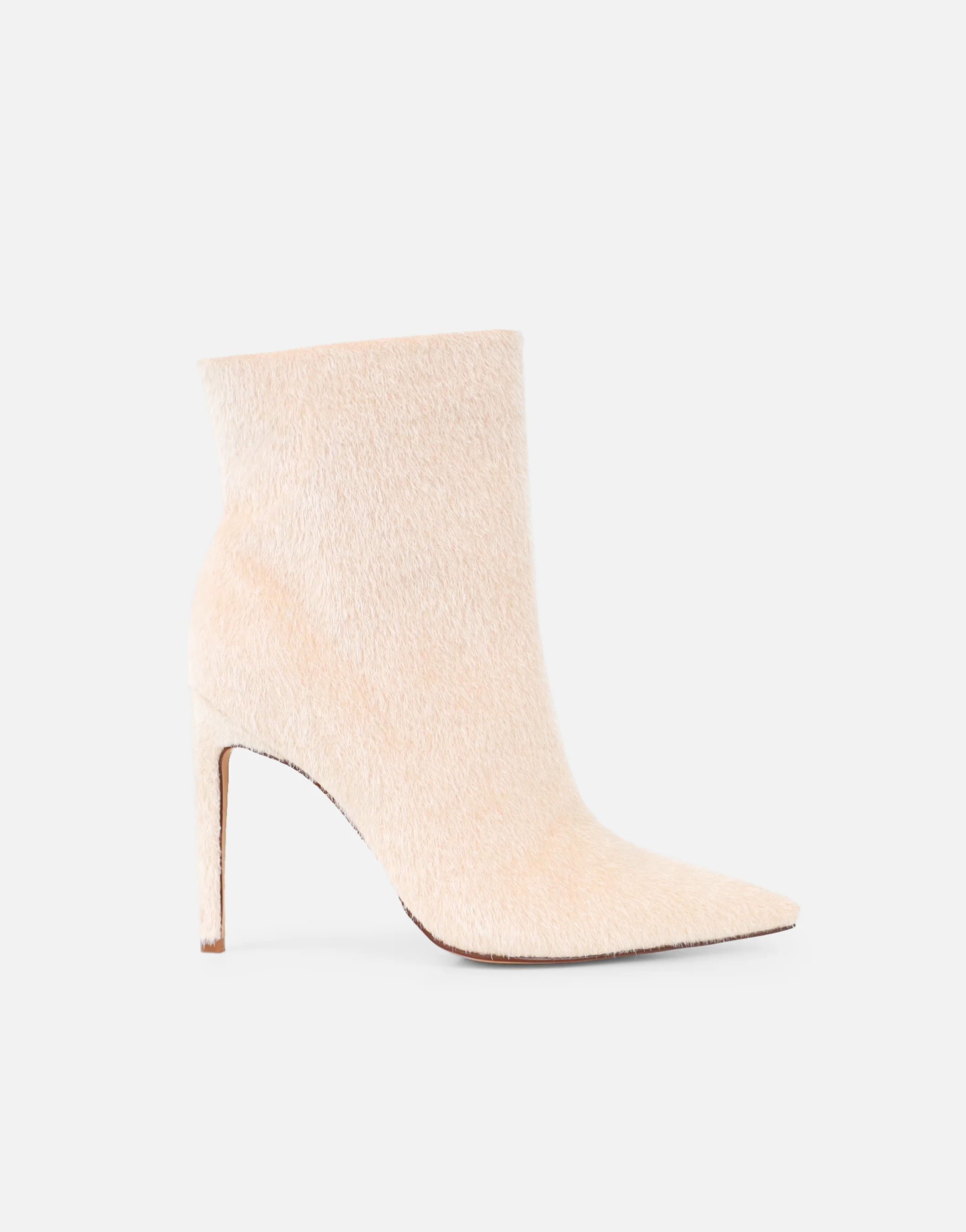 Harvie Beige Faux Pony Hair Heeled Ankle Boots - Image 2