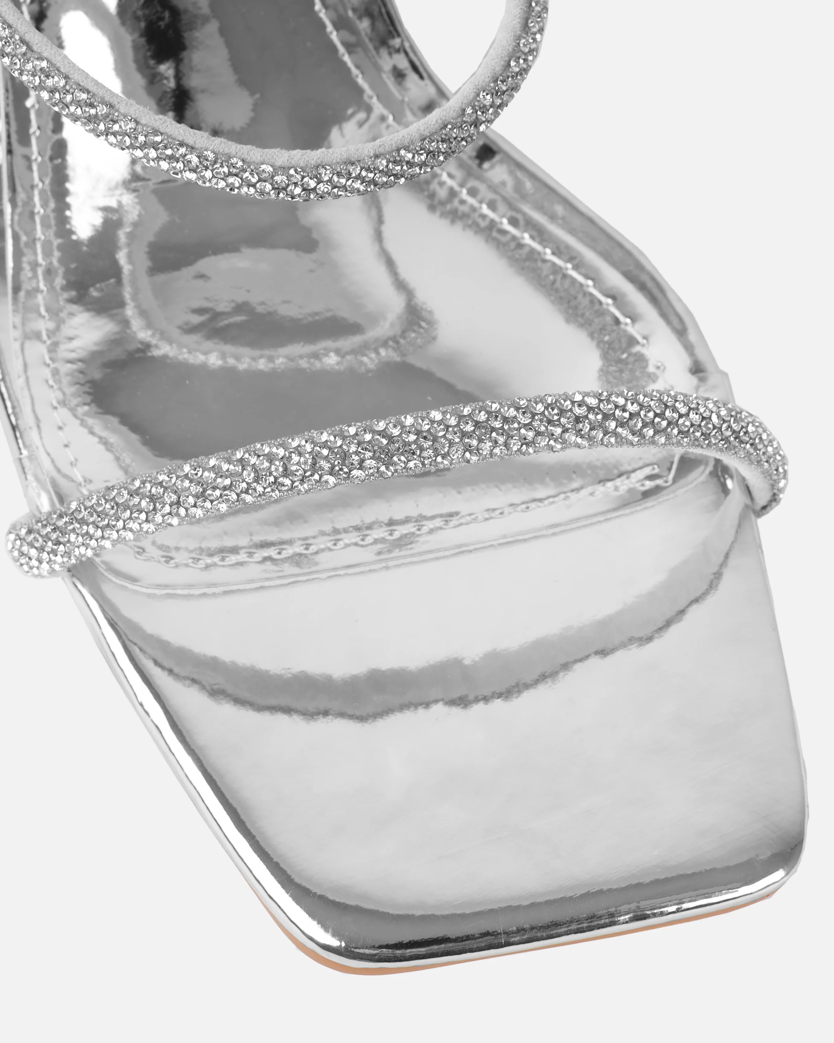Hera Silver Diamante Block Mid Heel Mules - Image 4