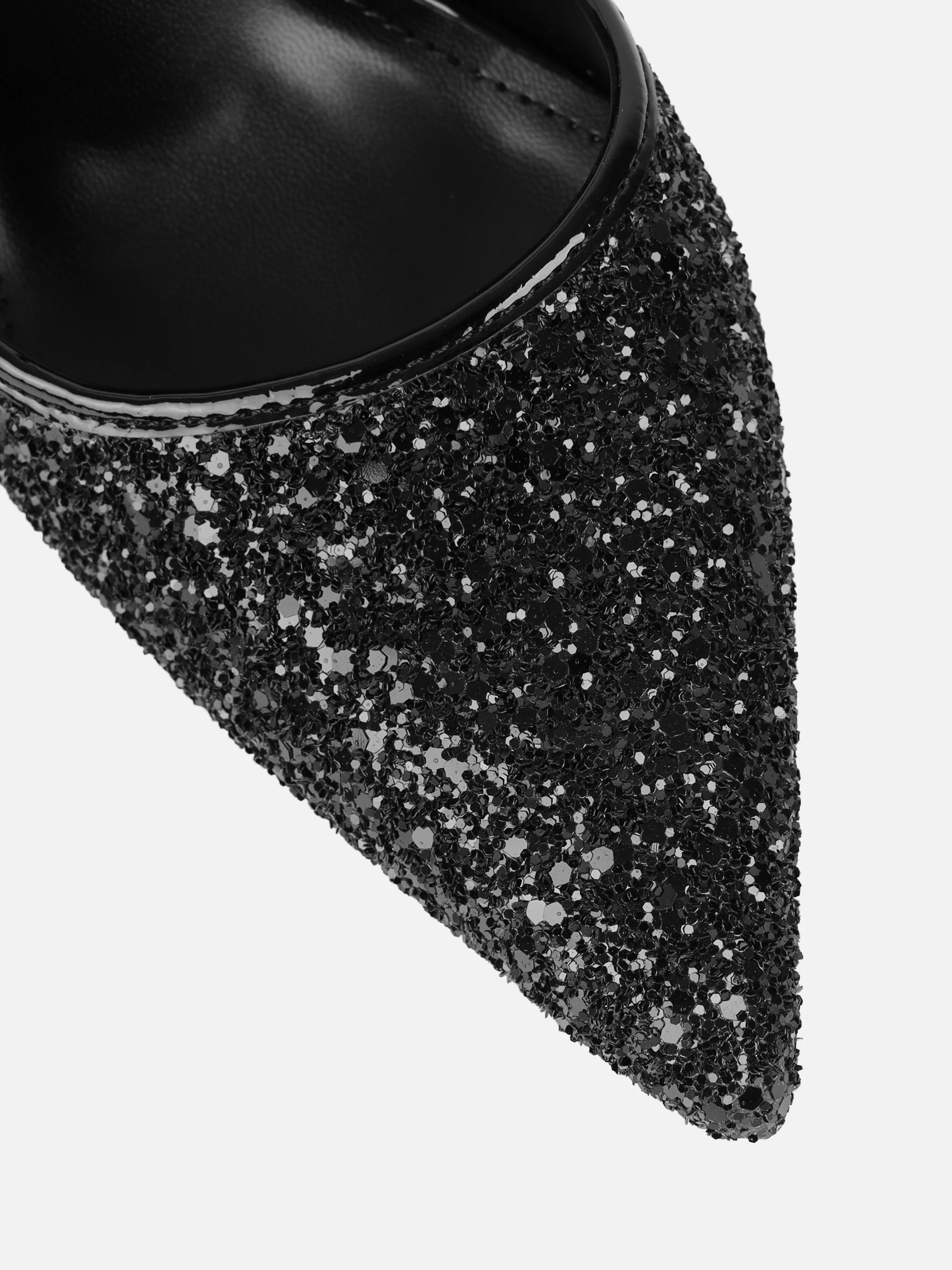 Hollie Black Glitter Slingback Court Shoes - Image 4