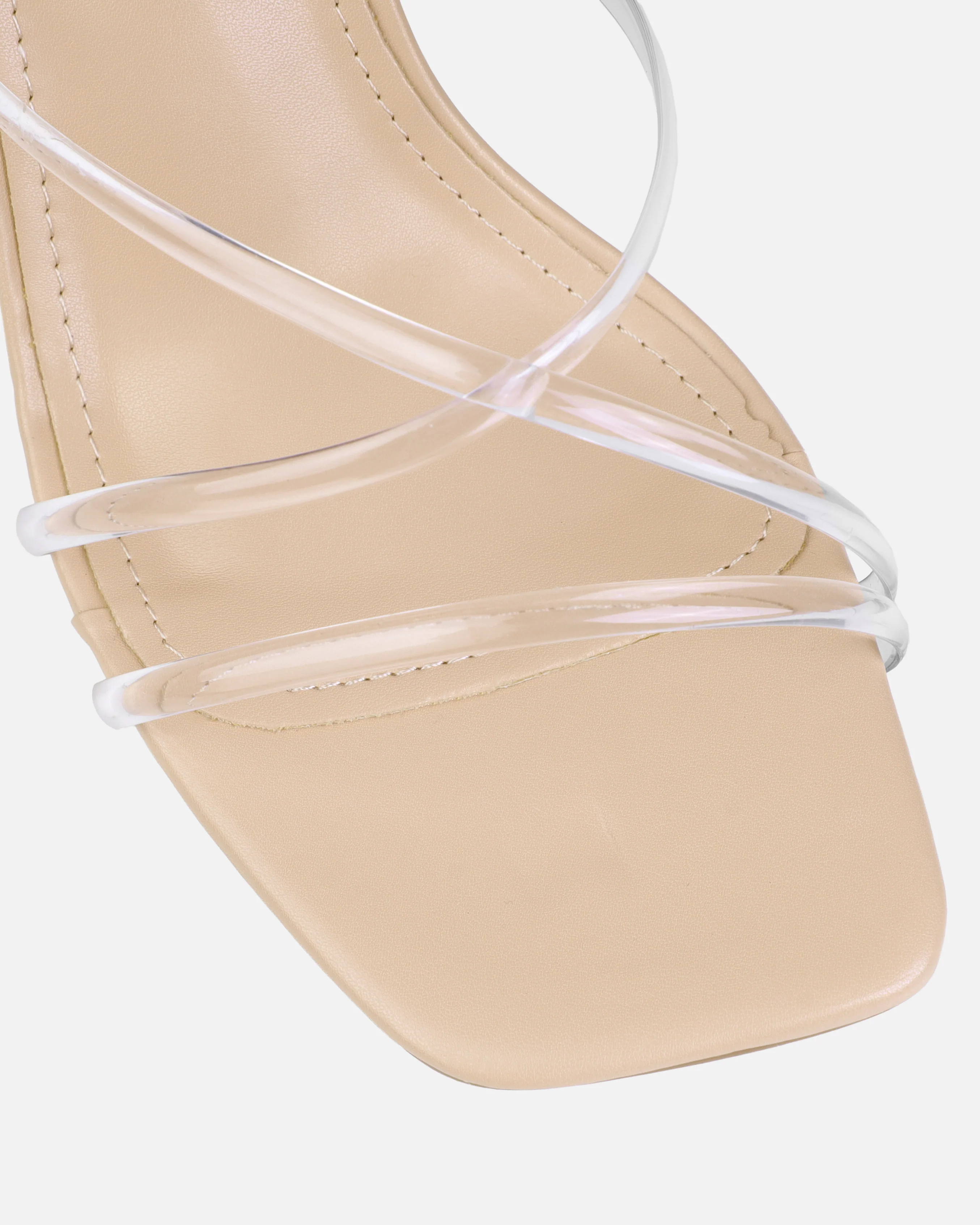 Honie Clear Nude Mid Heel Mules - Image 4