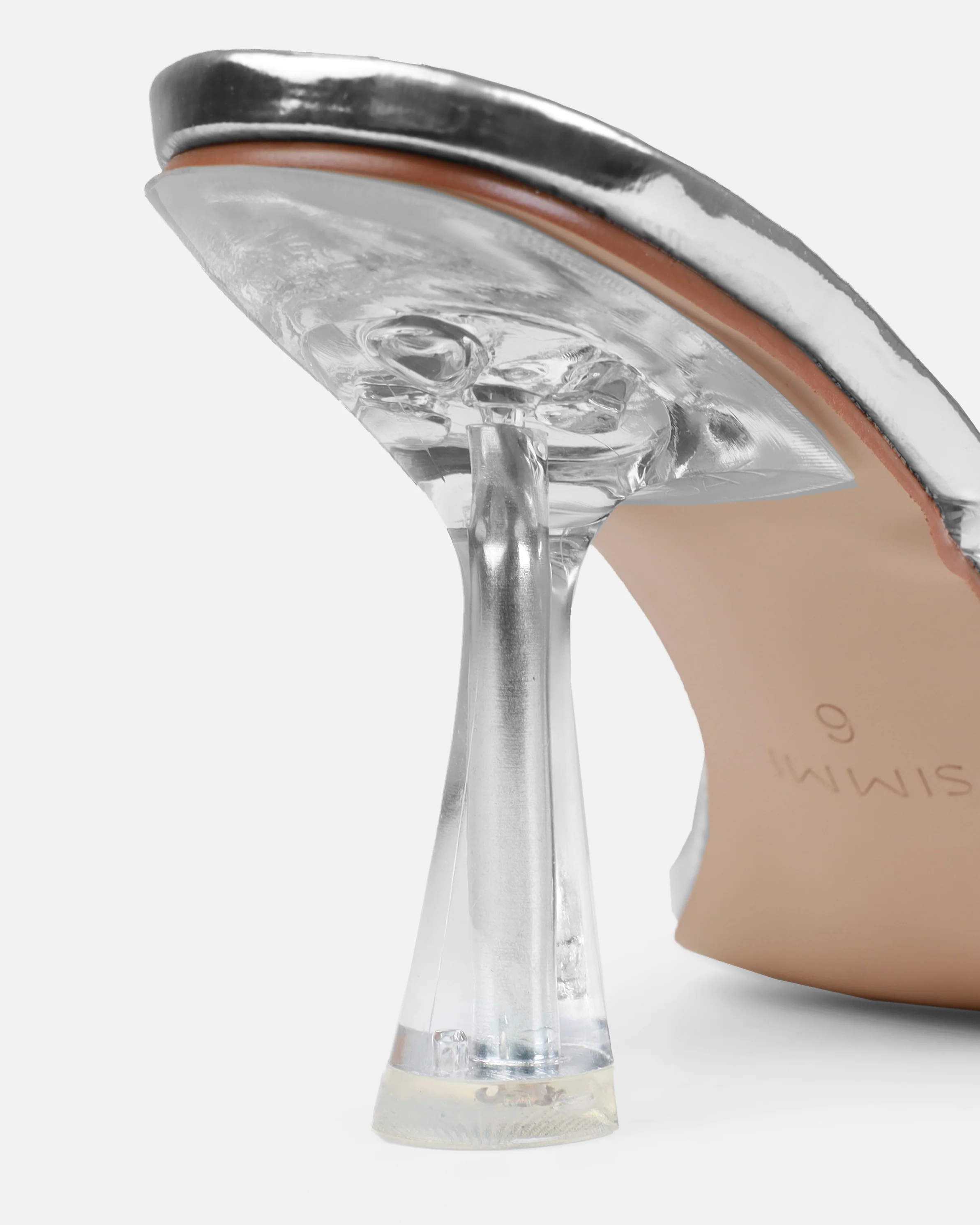 Honie Clear Silver Mid Heel Mules - Image 3