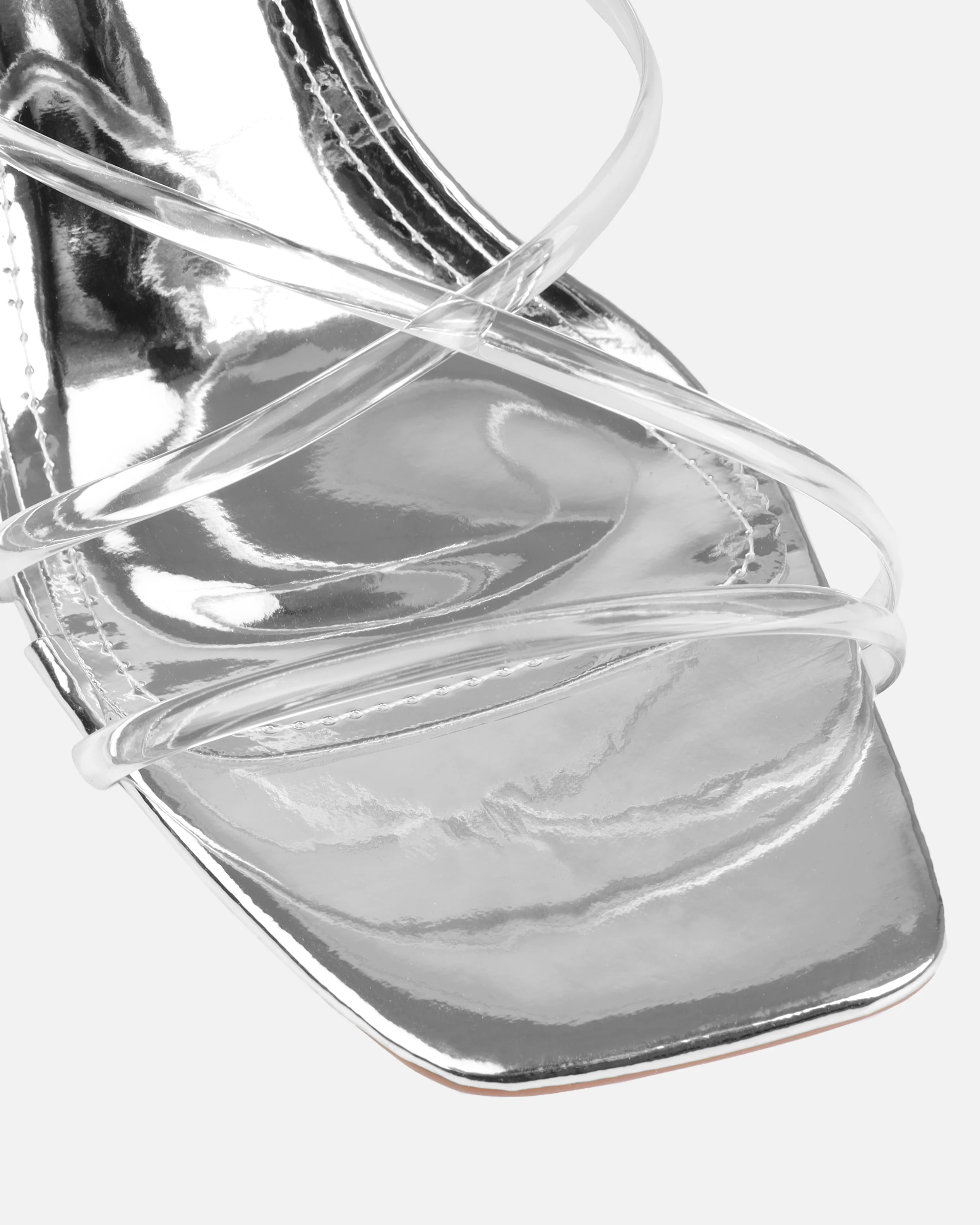 Honie Clear Silver Mid Heel Mules - Image 4