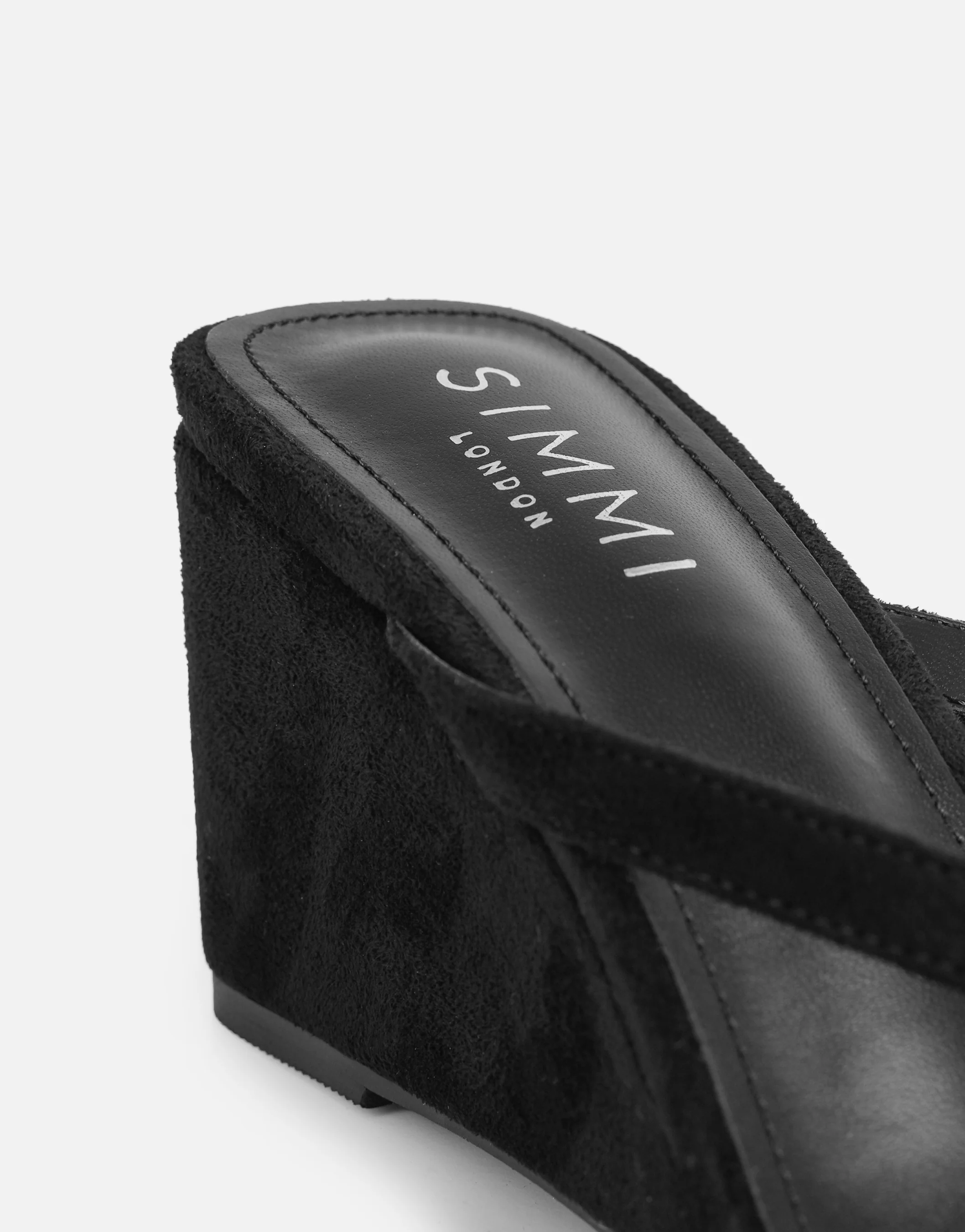 Immy Black Suede Toe Thong Wedge Sandals - Image 3