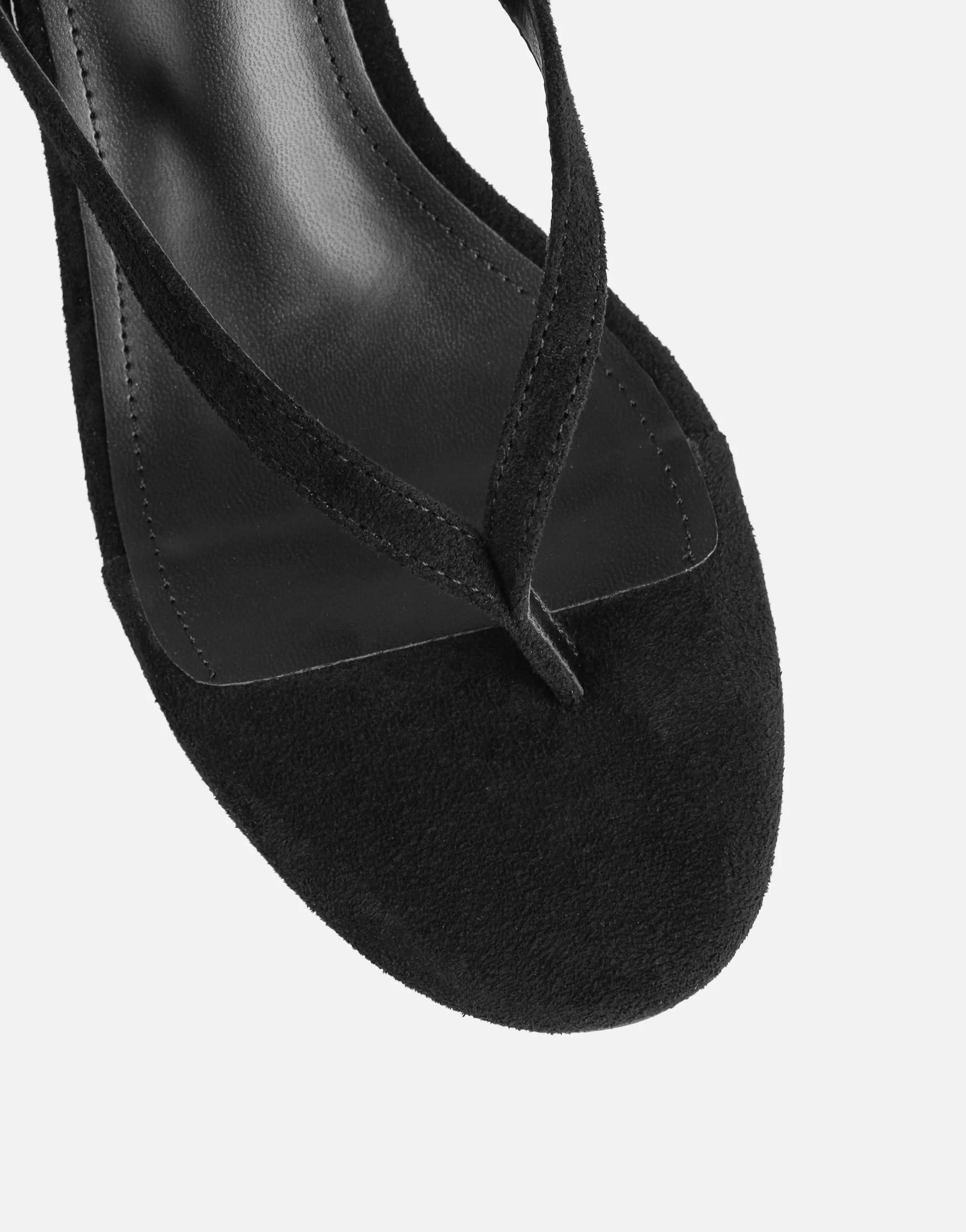 Immy Black Suede Toe Thong Wedge Sandals - Image 4
