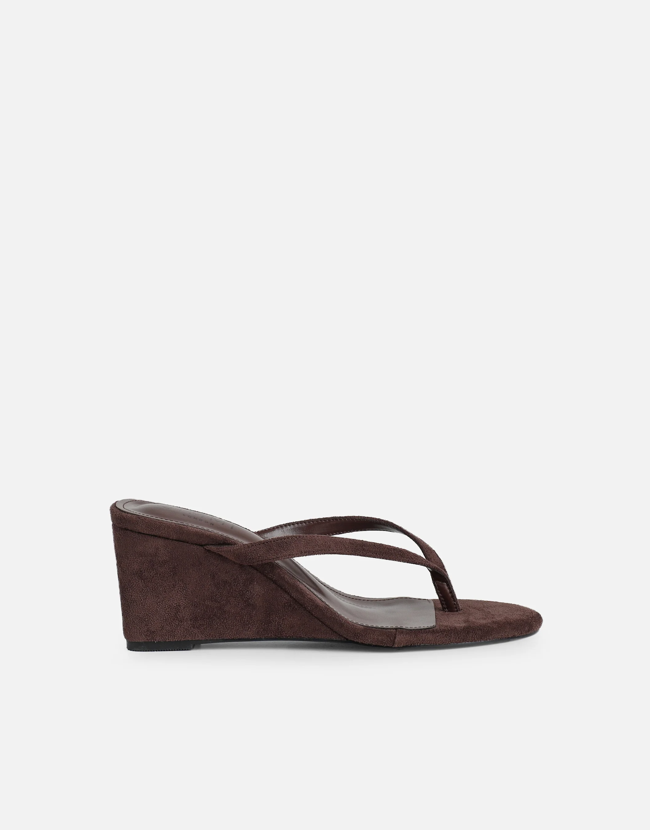 Immy Brown Suede Toe Thong Wedge Sandals - Image 2