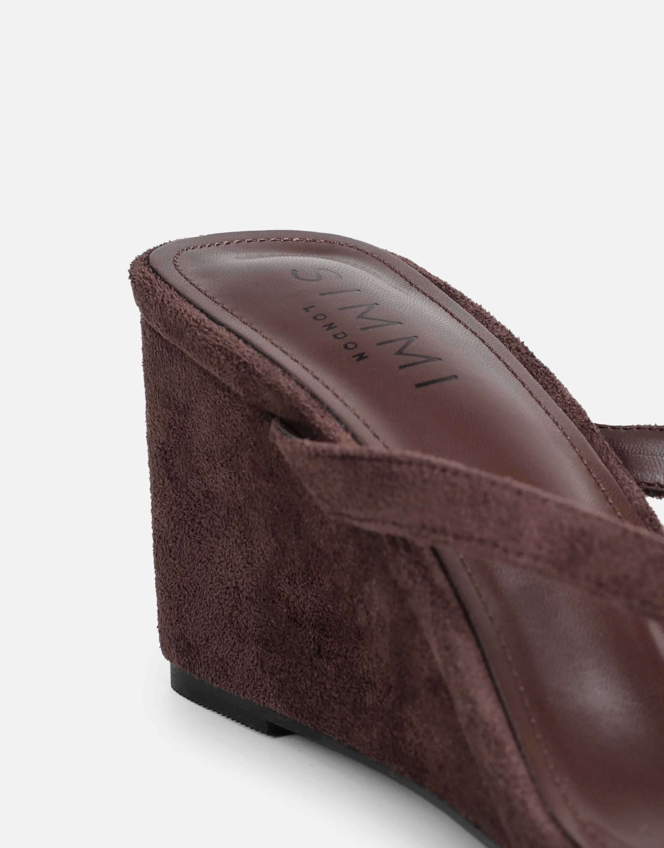 Immy Brown Suede Toe Thong Wedge Sandals - Image 3