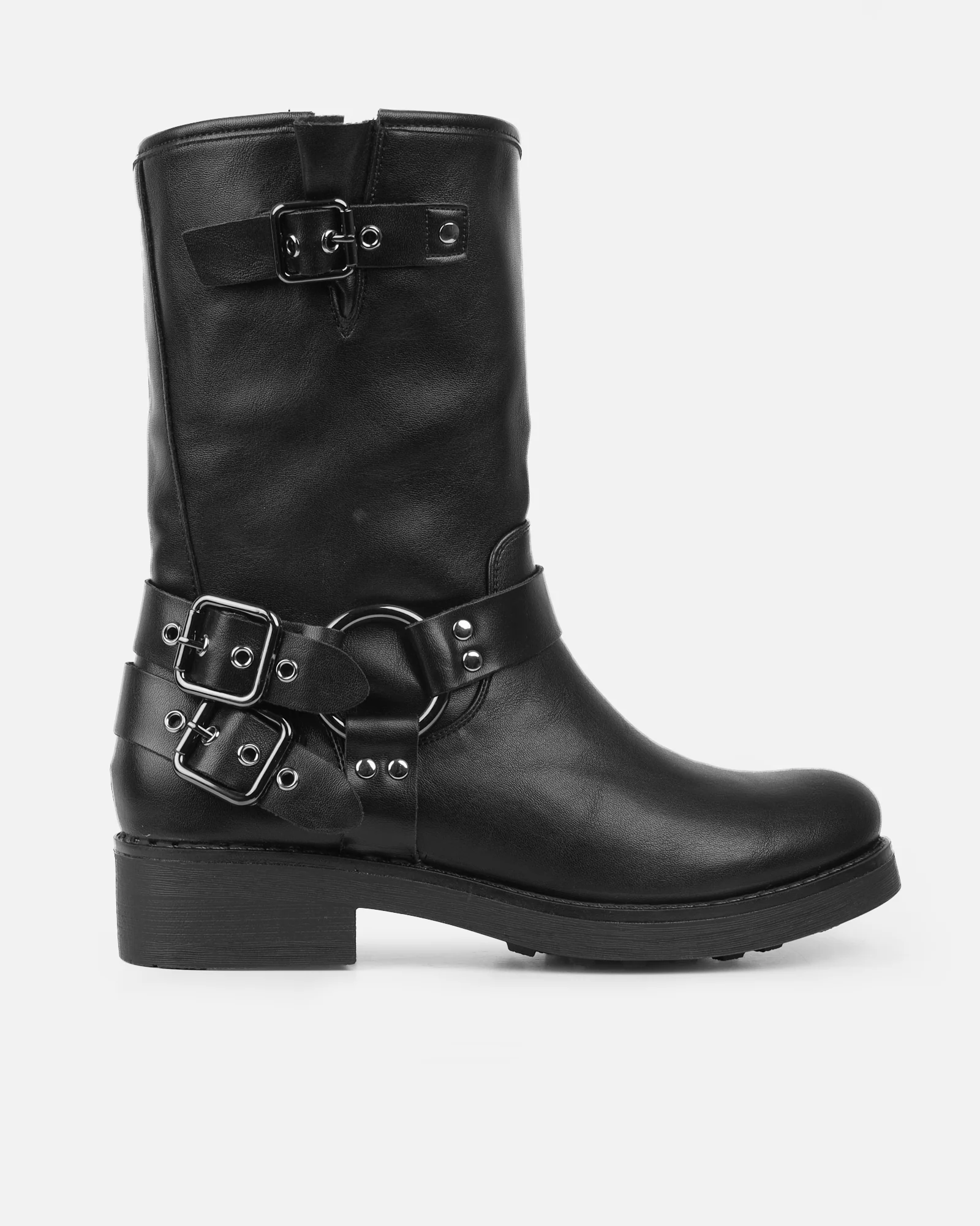 Indi Black Short Biker Boots - Image 2