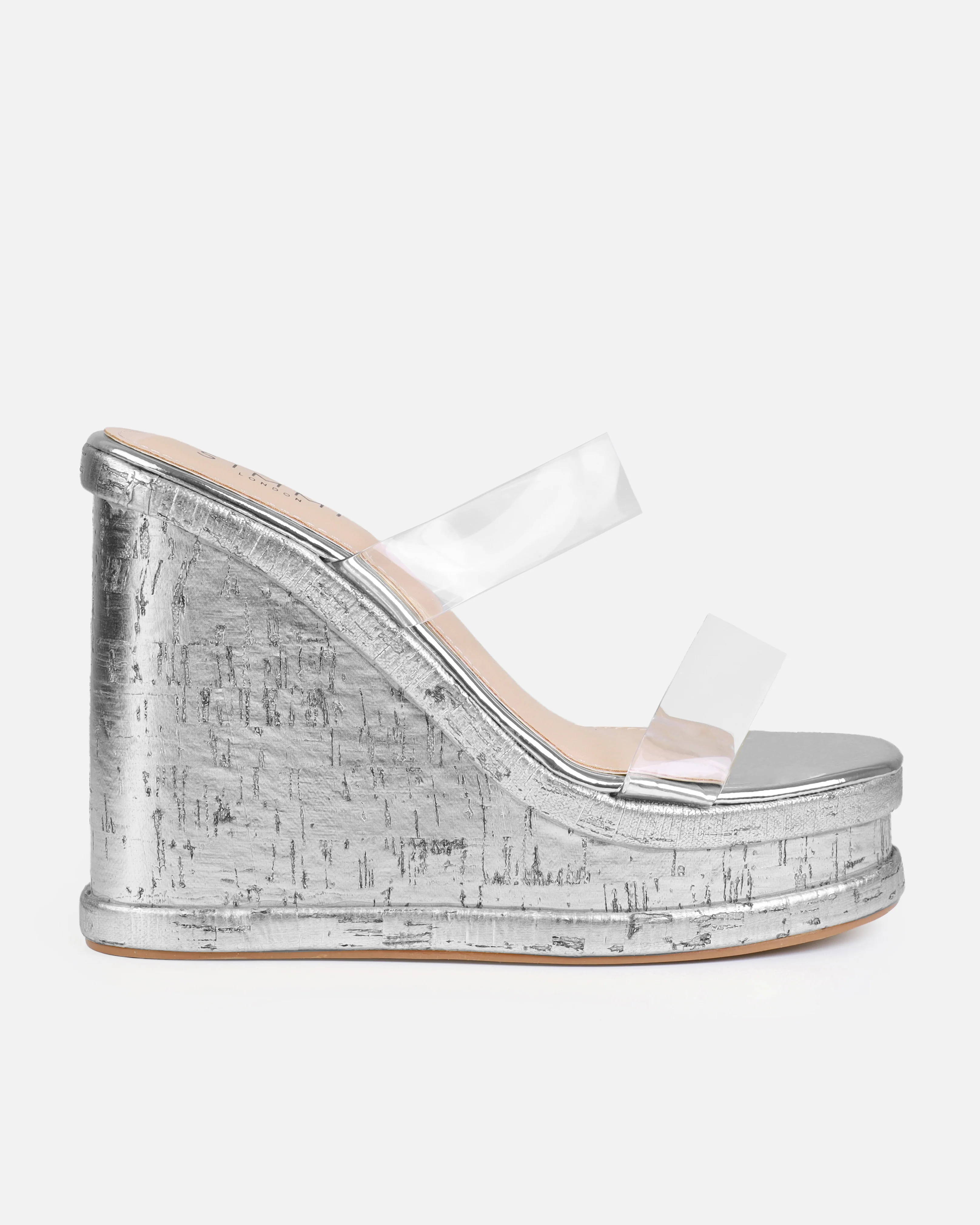 Isabelle Silver Clear Mule Wedges - Image 2