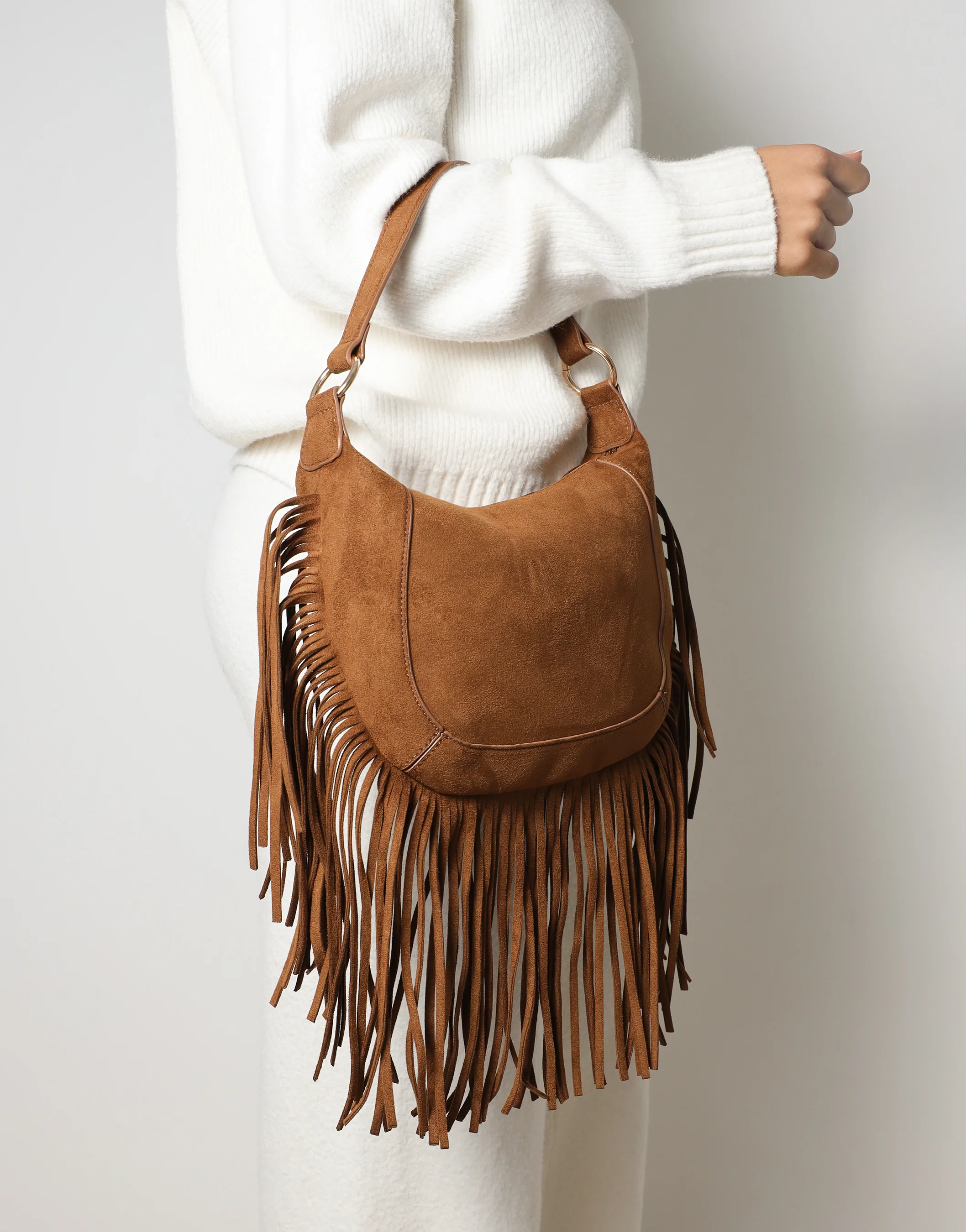 Izzy Tan Suede Western Shoulder Bag - Image 2