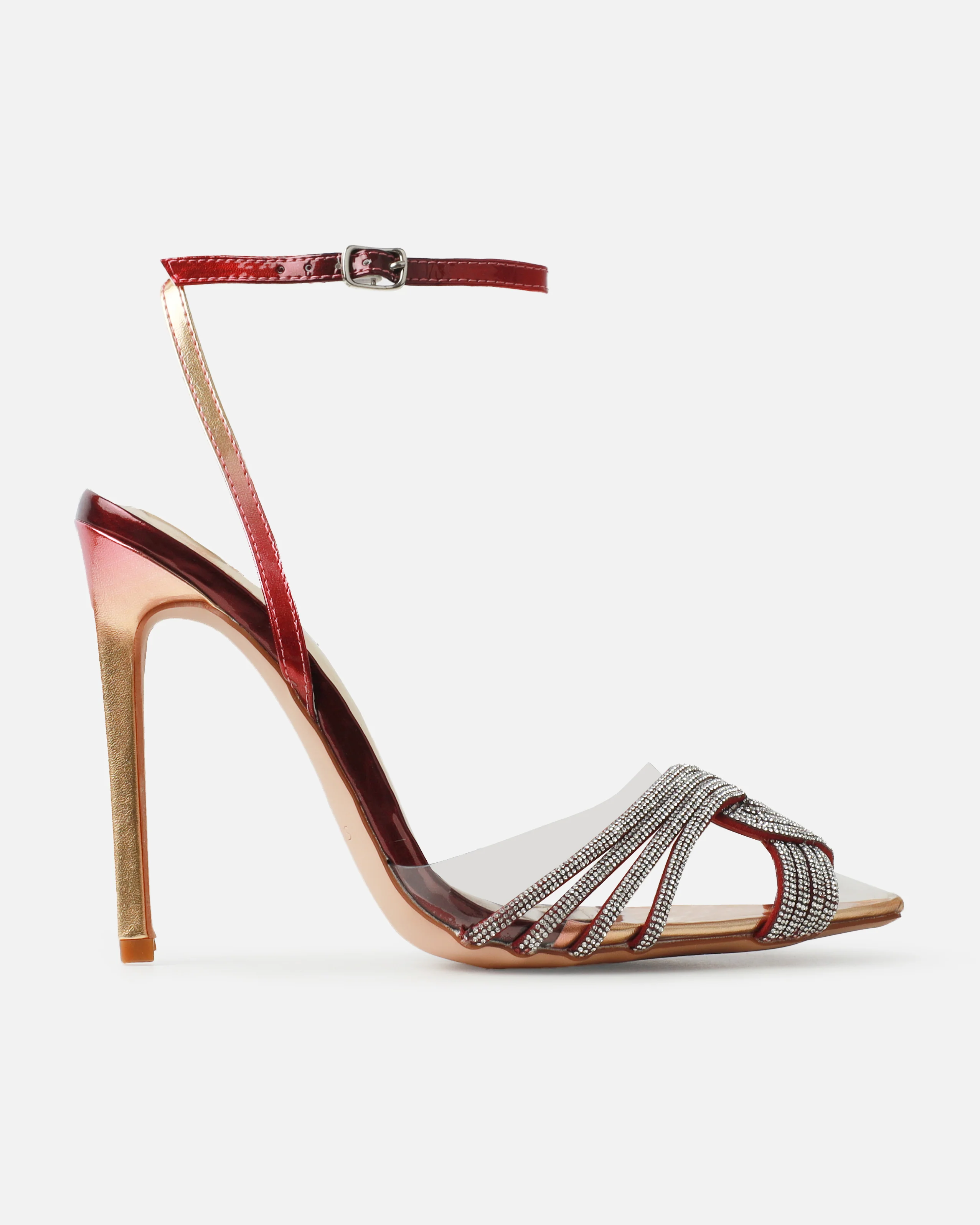 Jadey Pink Iridescent Clear Diamante Stiletto Heels - Image 2