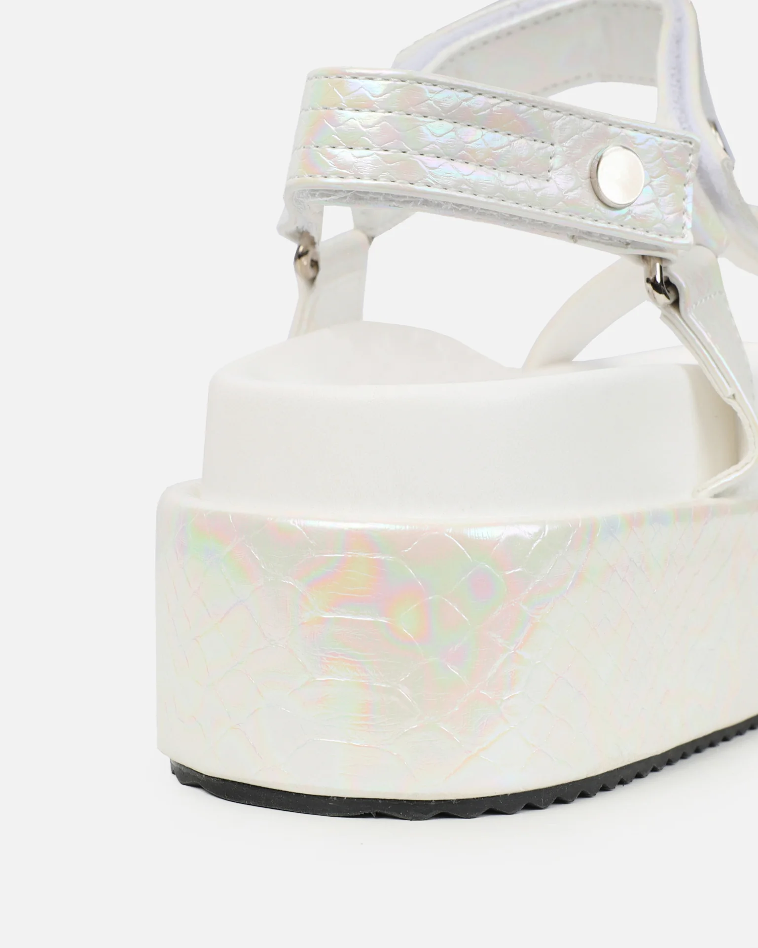 Jamarni White Croc Flatform Sandals - Image 3