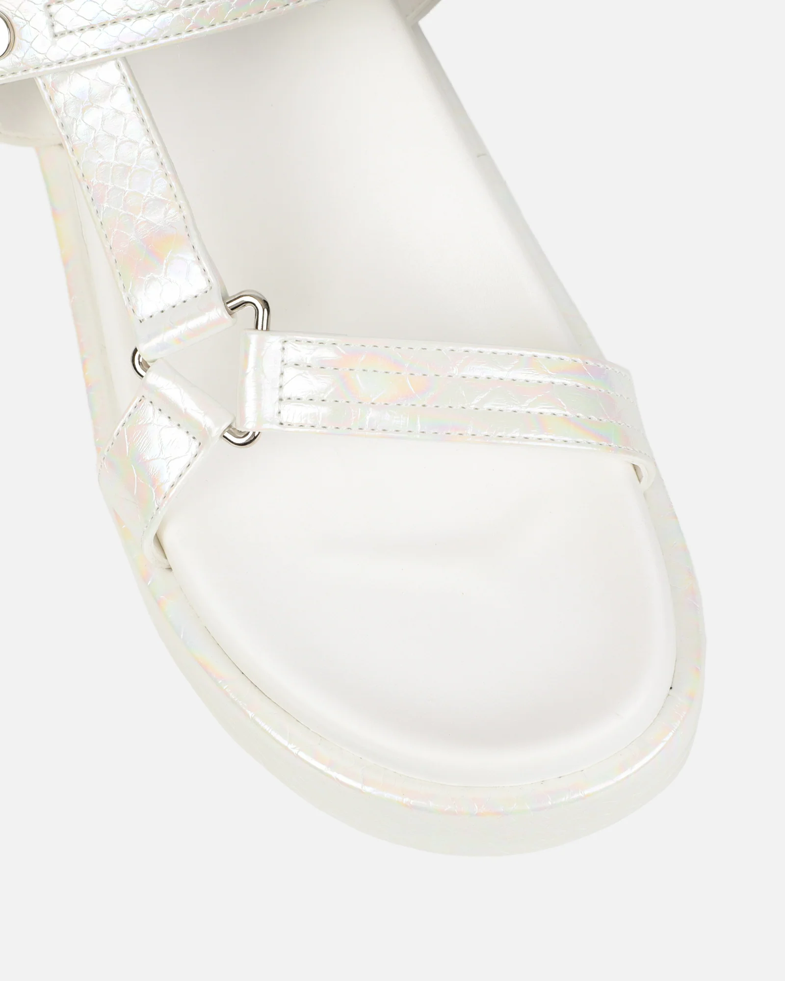 Jamarni White Croc Flatform Sandals - Image 4