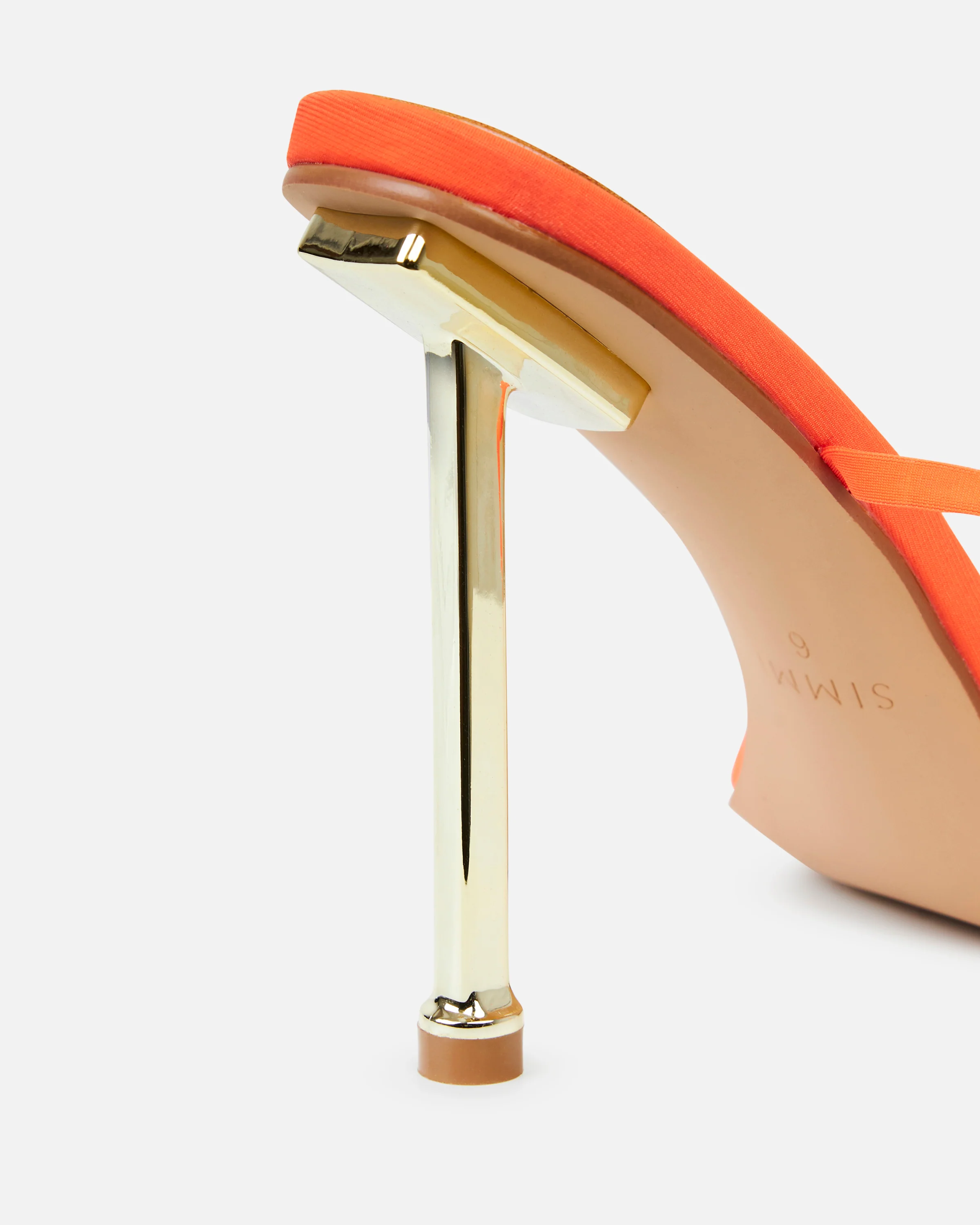 Jessy Neon Orange Lycra Lace Up Stiletto Heels - Image 4