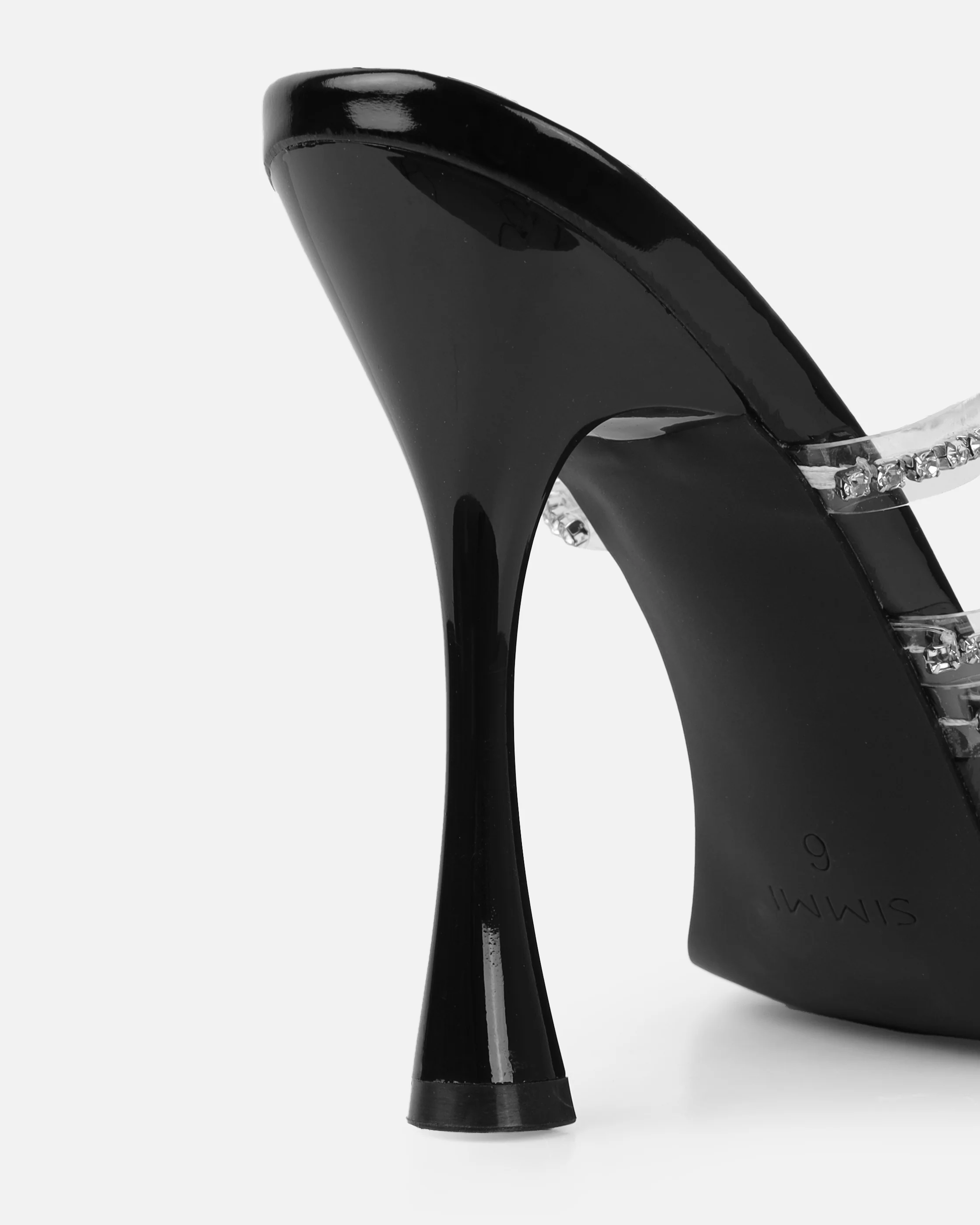 Jeyda black patent diamante heel mules - Image 3