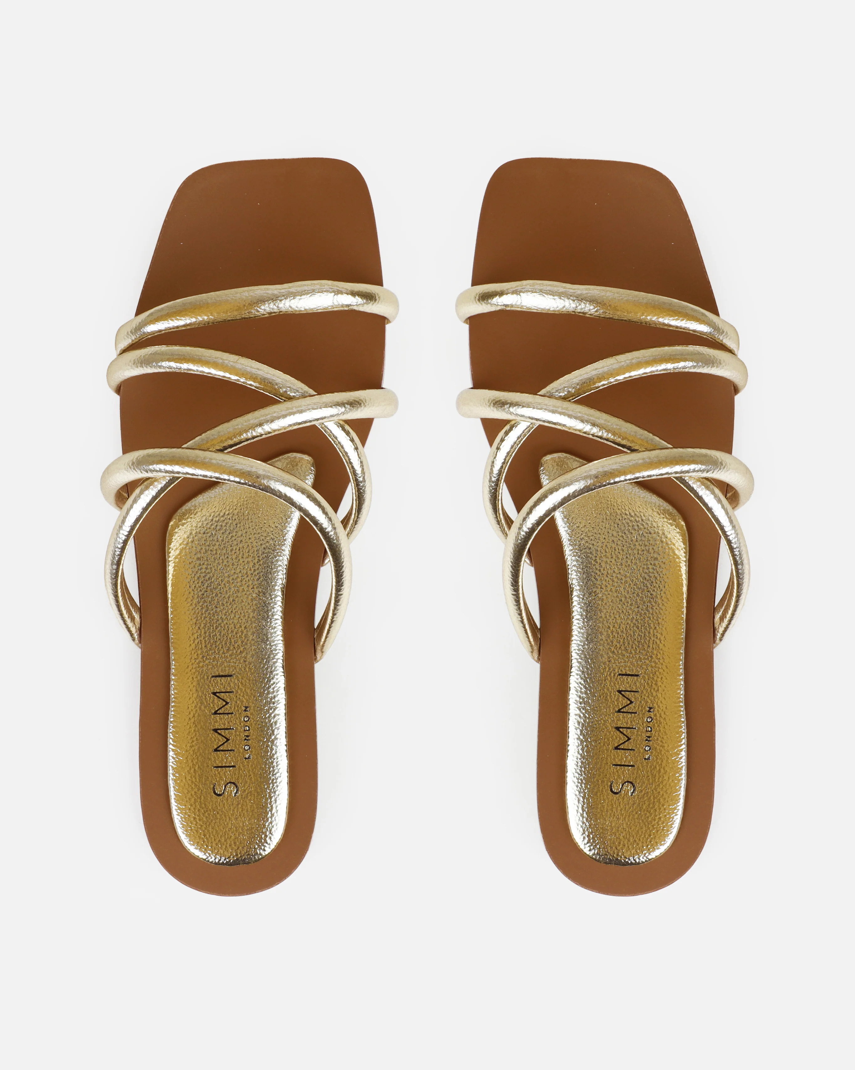 Joelley Gold Metallic Strappy Flat Slides - Image 3