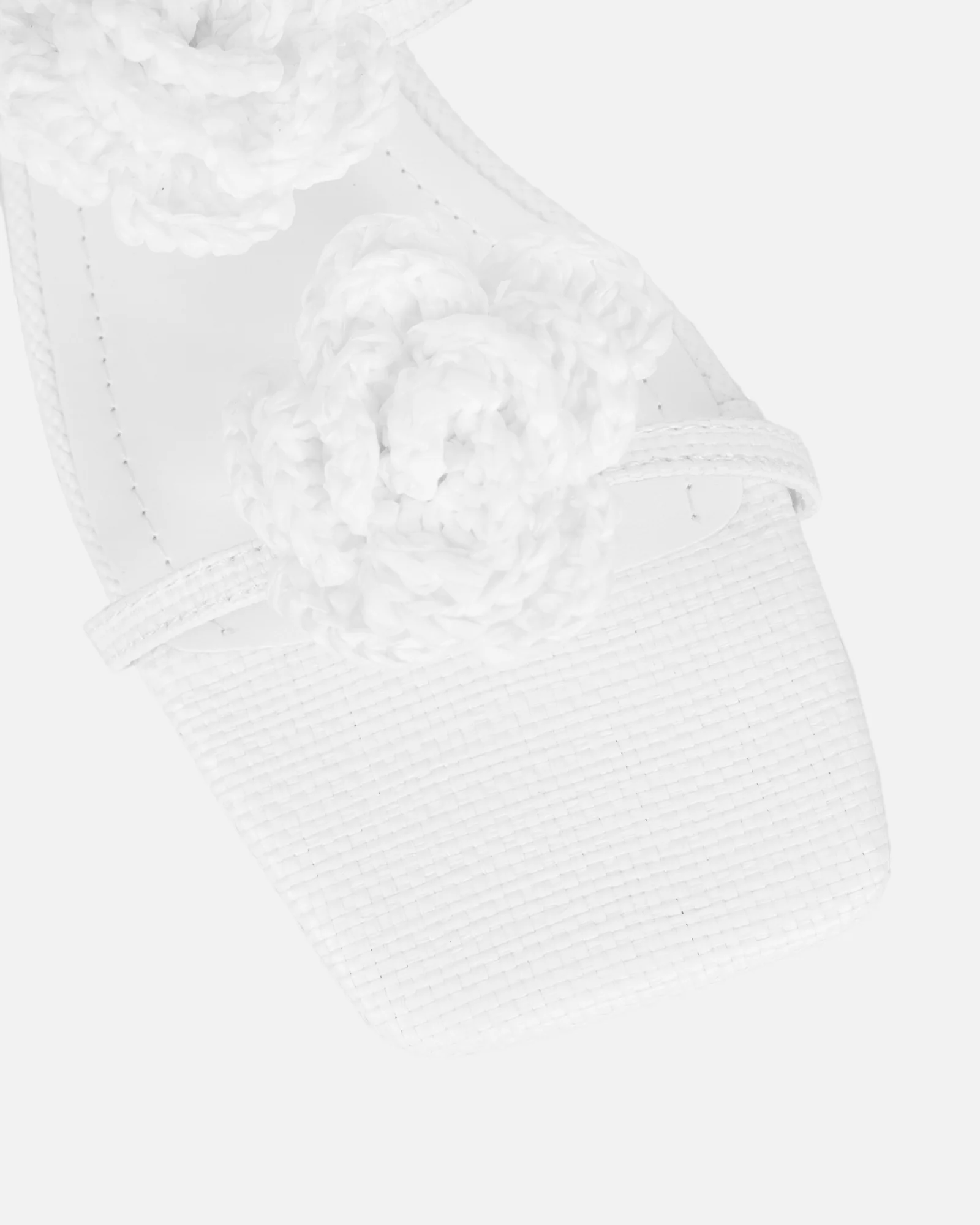 Johanna White Hesian Flower Detail Flat Sandals - Image 4