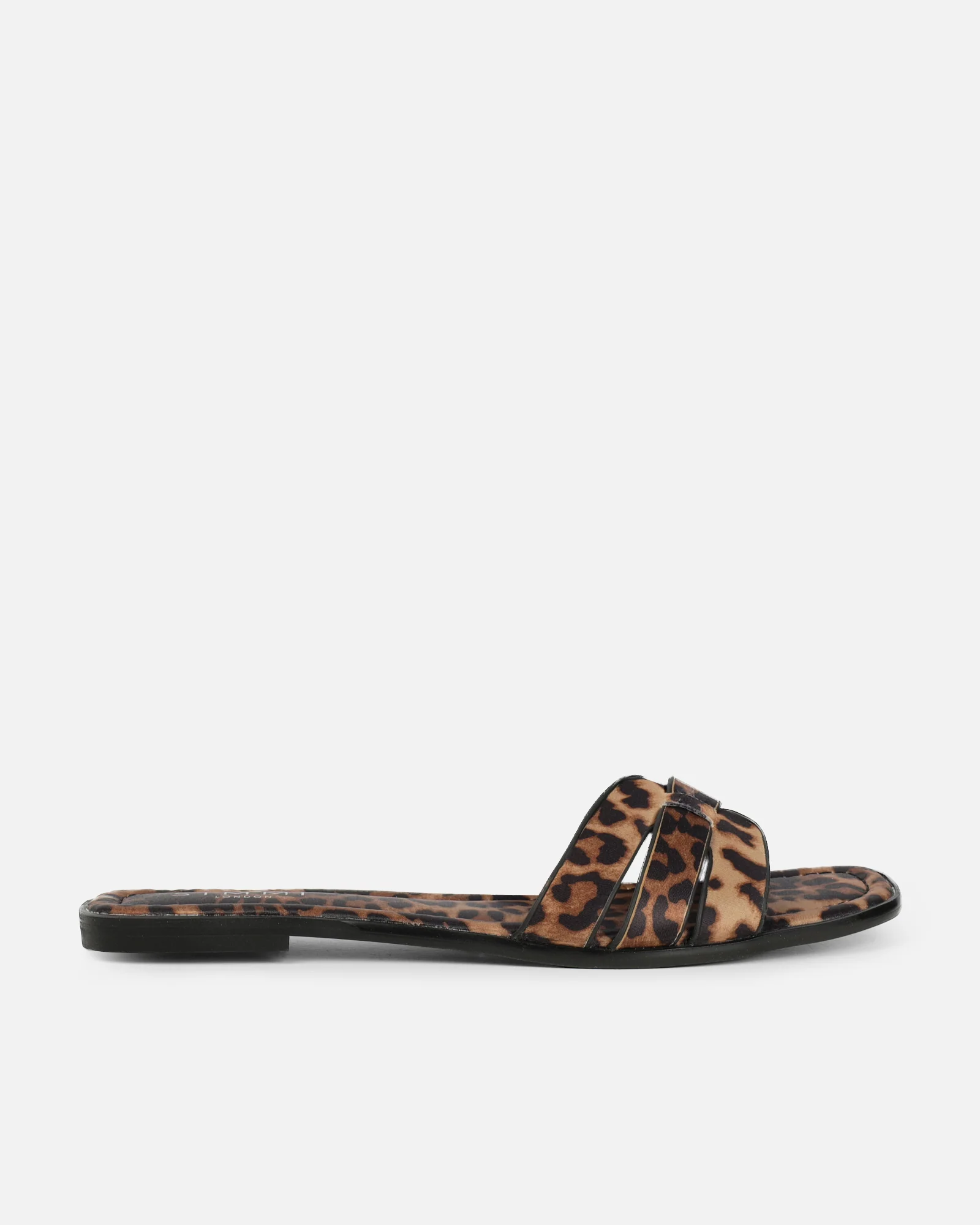 Jorja Leopard Satin Slip On Flat Sandals - Image 2