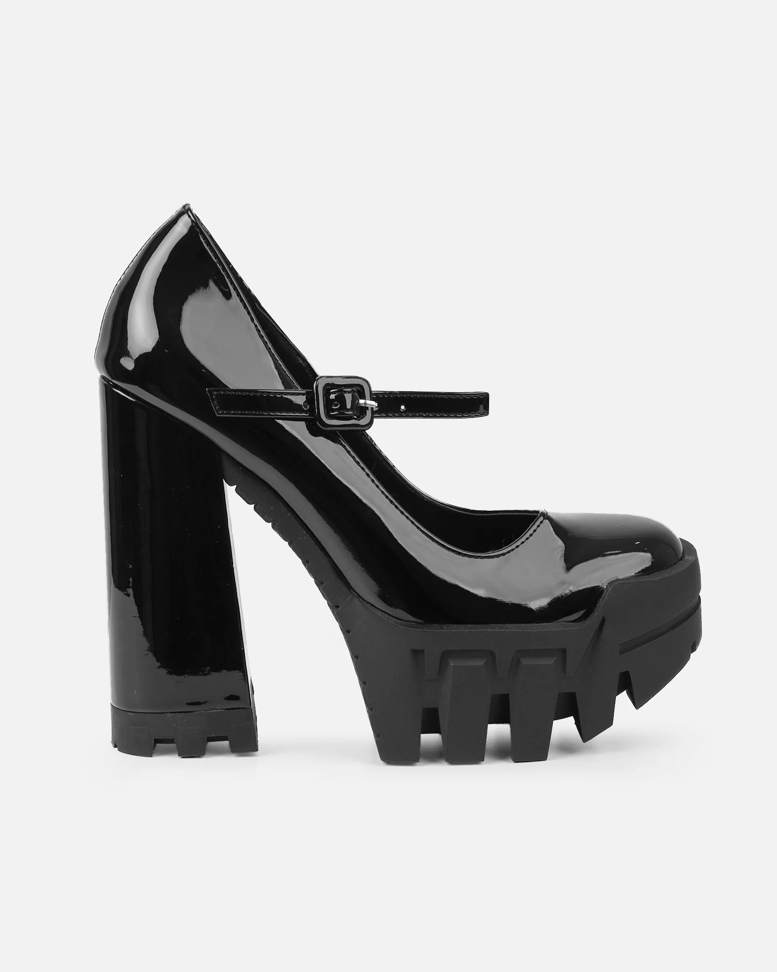 Jorrdana Black Patent Chunky Mary Jane Heels - Image 2