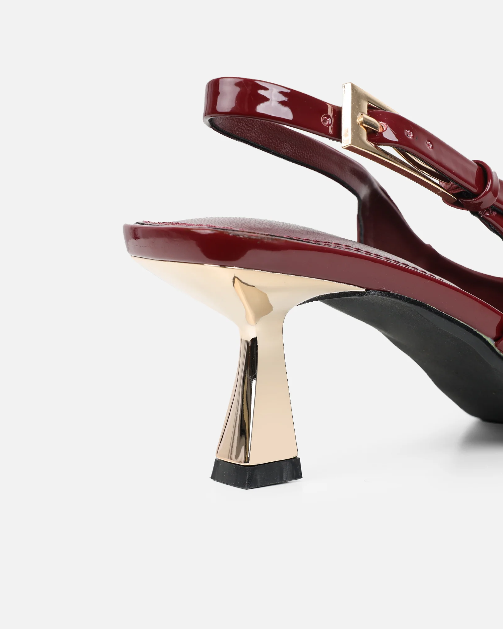 June Burgundy Patent Low Sling Back Court Shoes - Image 3