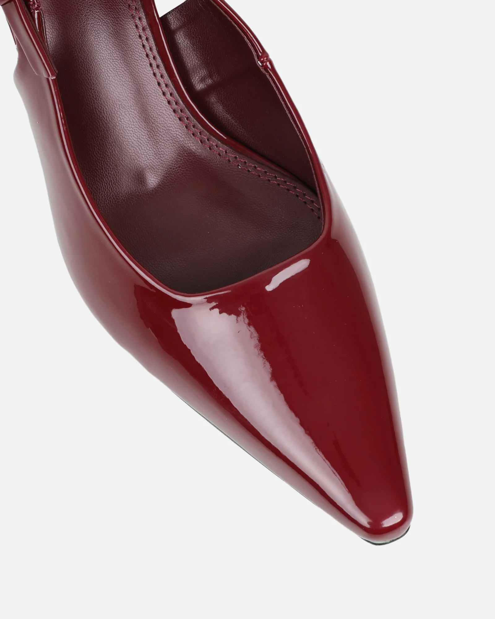 June Burgundy Patent Low Sling Back Court Shoes - Image 4